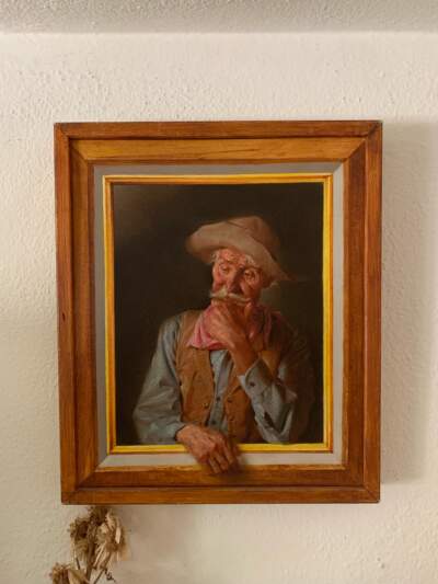 A &quot;frame within a frame&quot; painting Richard Bober did of his father that his nephew, Matthew Bober, says was done for a 1983 pharmaceutical ad. (Courtesy Matthew Bober)