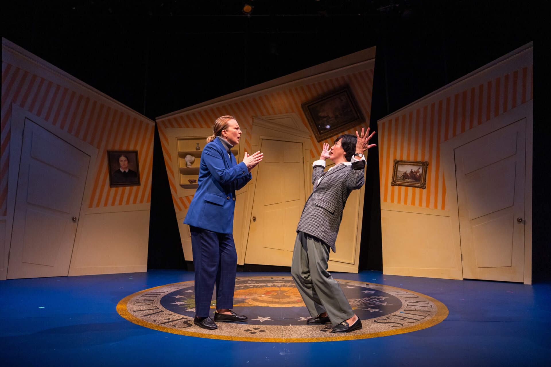 Laura Latreille and Lisa Yuen in SpeakEasy Stage "POTUS." (Courtesy of Nile Scott Studios)