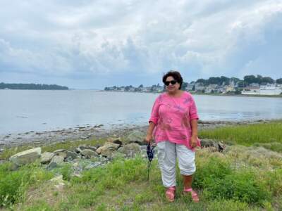 Natalie Jones near her home in Hull. (Anthony Brooks/WBUR)