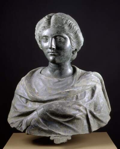The ancient bronze bust 'Portrait of a Lady' believed to depict the daughter of an ancient Roman emperor has been seized from an art museum in Massachusetts by New York authorities investigating antiquities stolen from Turkey. (Courtesy of Worcester Art Museum)