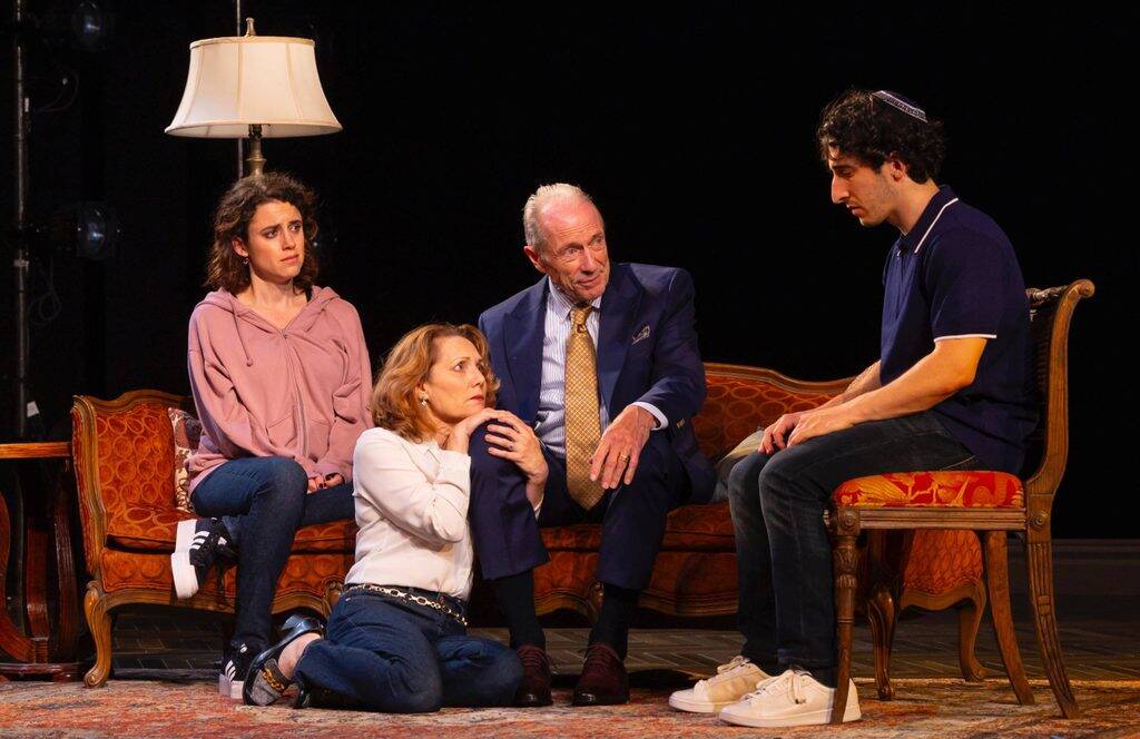 Carly Zien, Amy Resnick, Will Lyman and Joshua Chessin-Yudin in "Prayer for the French Republic" at the Huntington Theatre Company. (Courtesy T Charles Erickson)