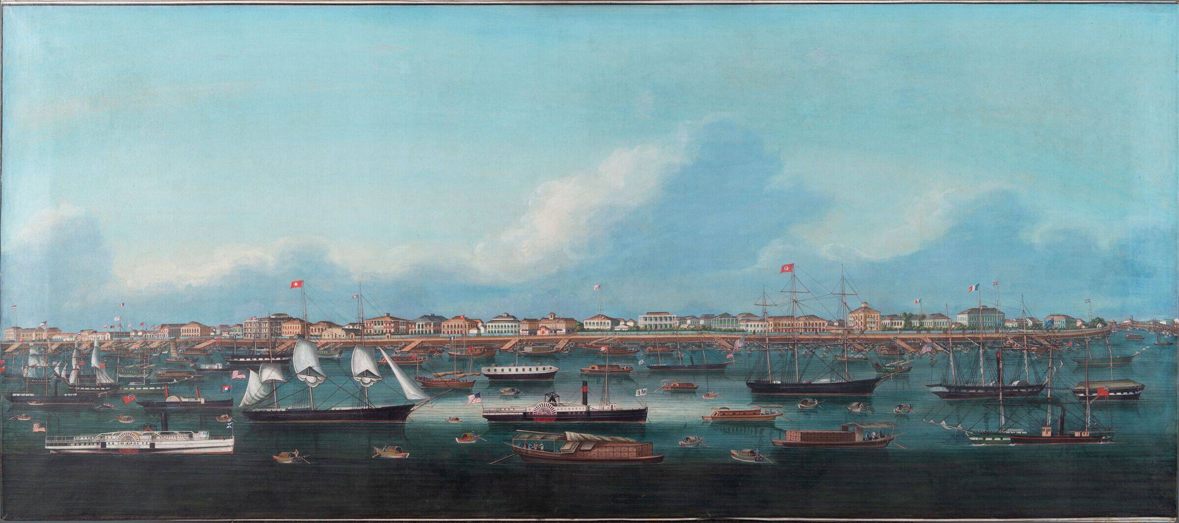 Unidentified Artist, "The Port of Shanghai," 19th century. (Courtesy Harvard Art Museums/Fogg Museum; Bequest of Mrs. William Hayes Fogg)