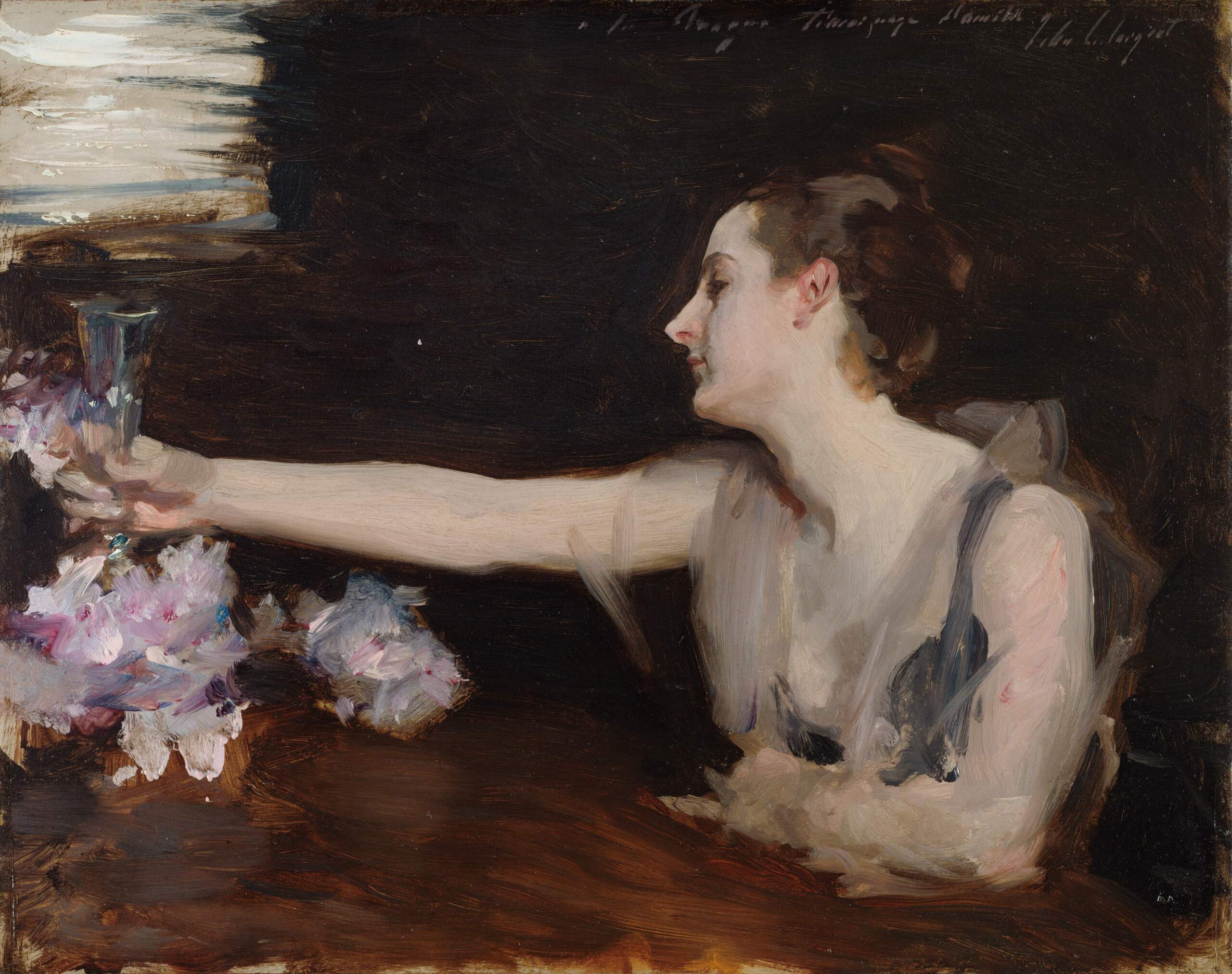 John Singer Sargent, "Madame Gautreau Drinking a Toast," 1882–1883. (Courtesy Isabella Stewart Gardner Museum, Boston)