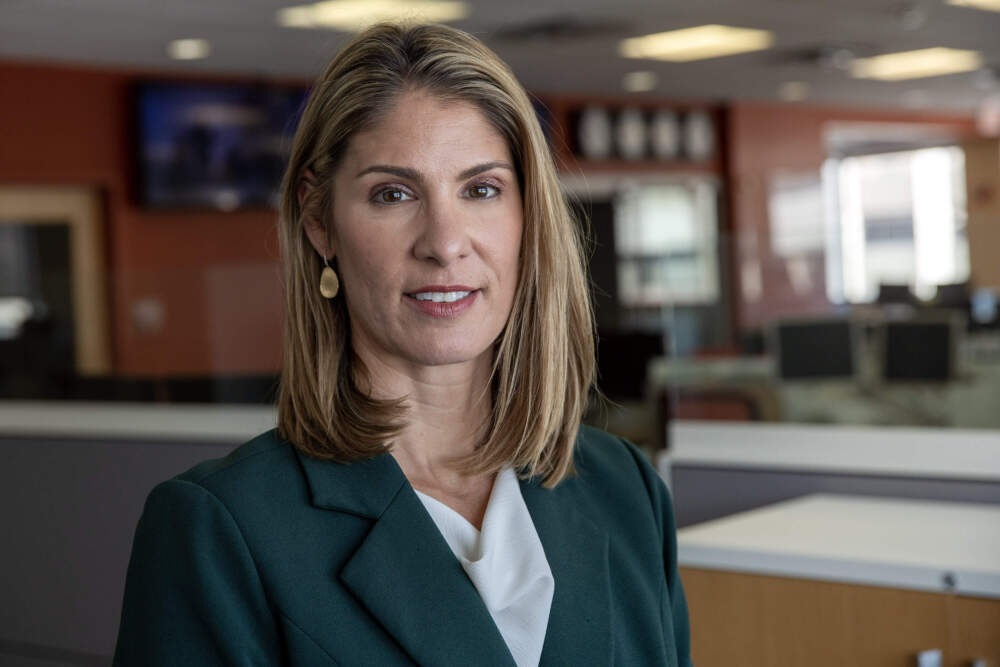 U.S. Congresswoman Lori Trahan at WBUR's studios in Boston. (Robin Lubbock/WBUR)