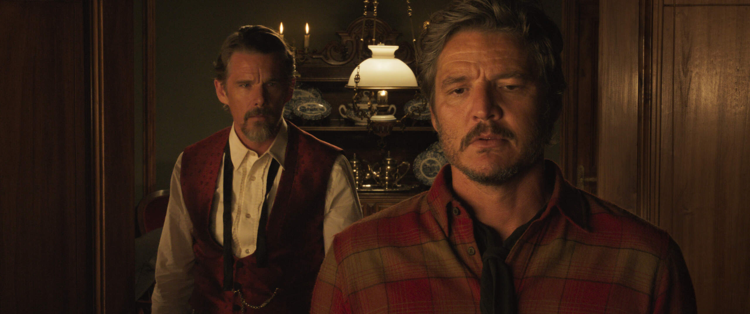 Ethan Hawke and Pedro Pascal in "Strange Way of Life." (Courtesy Iglesias Más/Sony Pictures Classics)