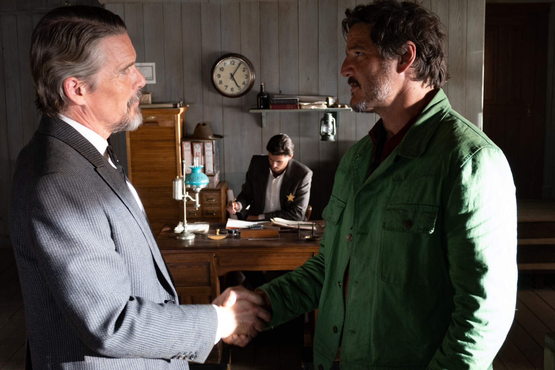 Ethan Hawke and Pedro Pascal in &quot;Strange Way of Life.&quot; (Courtesy Iglesias Más/Sony Pictures Classics)