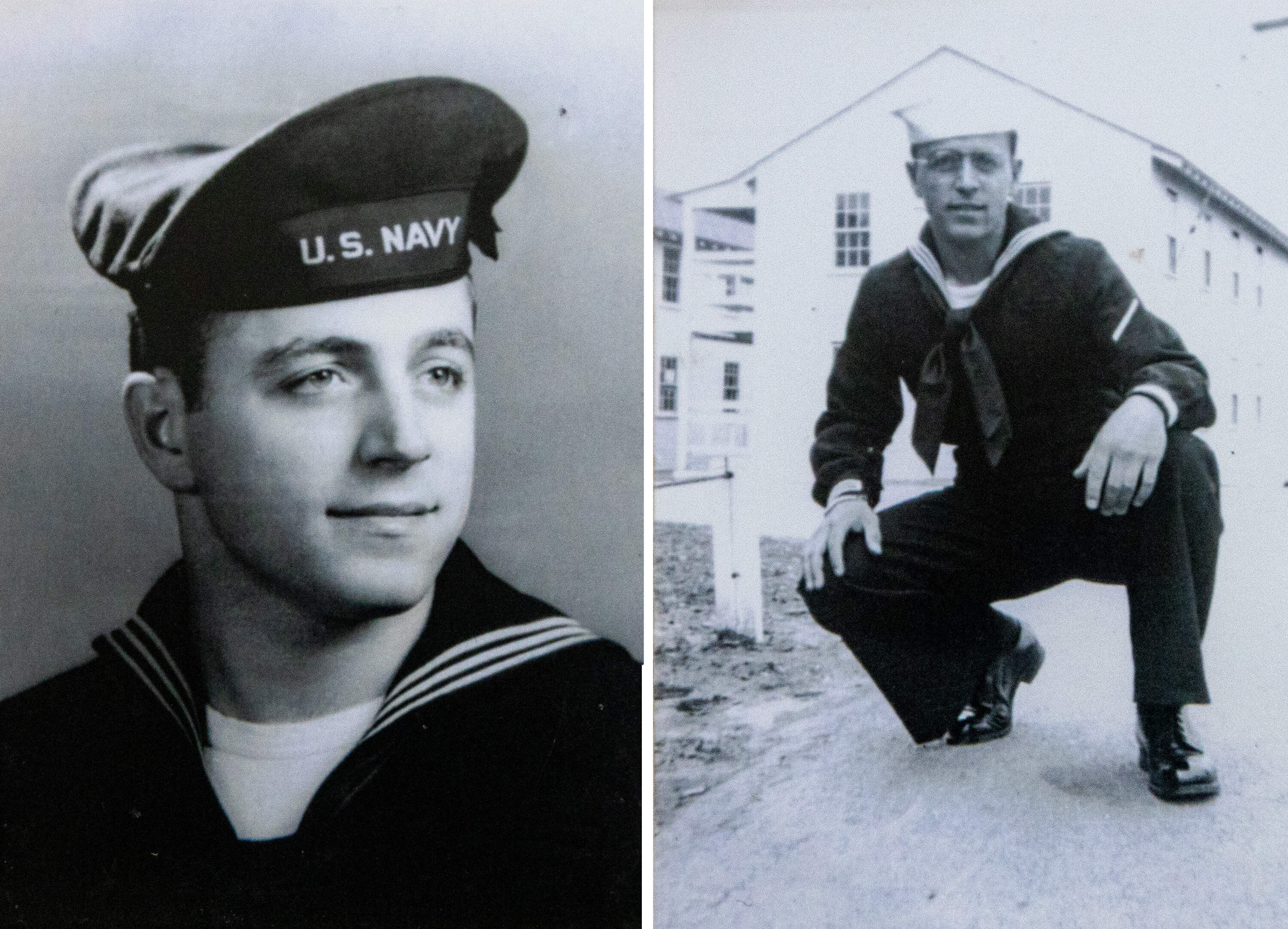 Jim Tsihlis' Navy photos. (Jesse Costa/WBUR)
