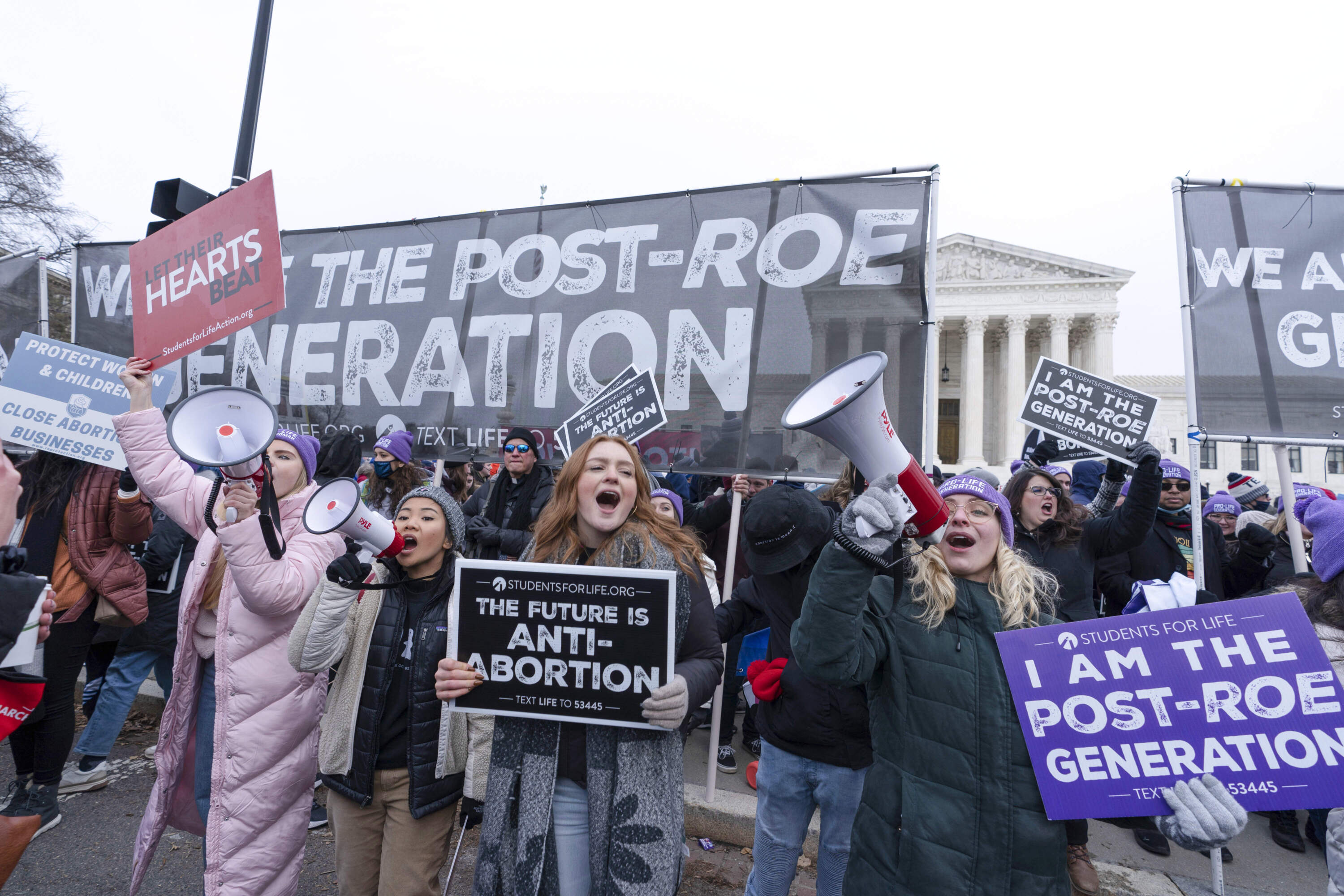 Anti-abortion activists march outside of the U.S. Supreme Court during the annual March for Life in 2022. (Jose Luis Magana/AP)