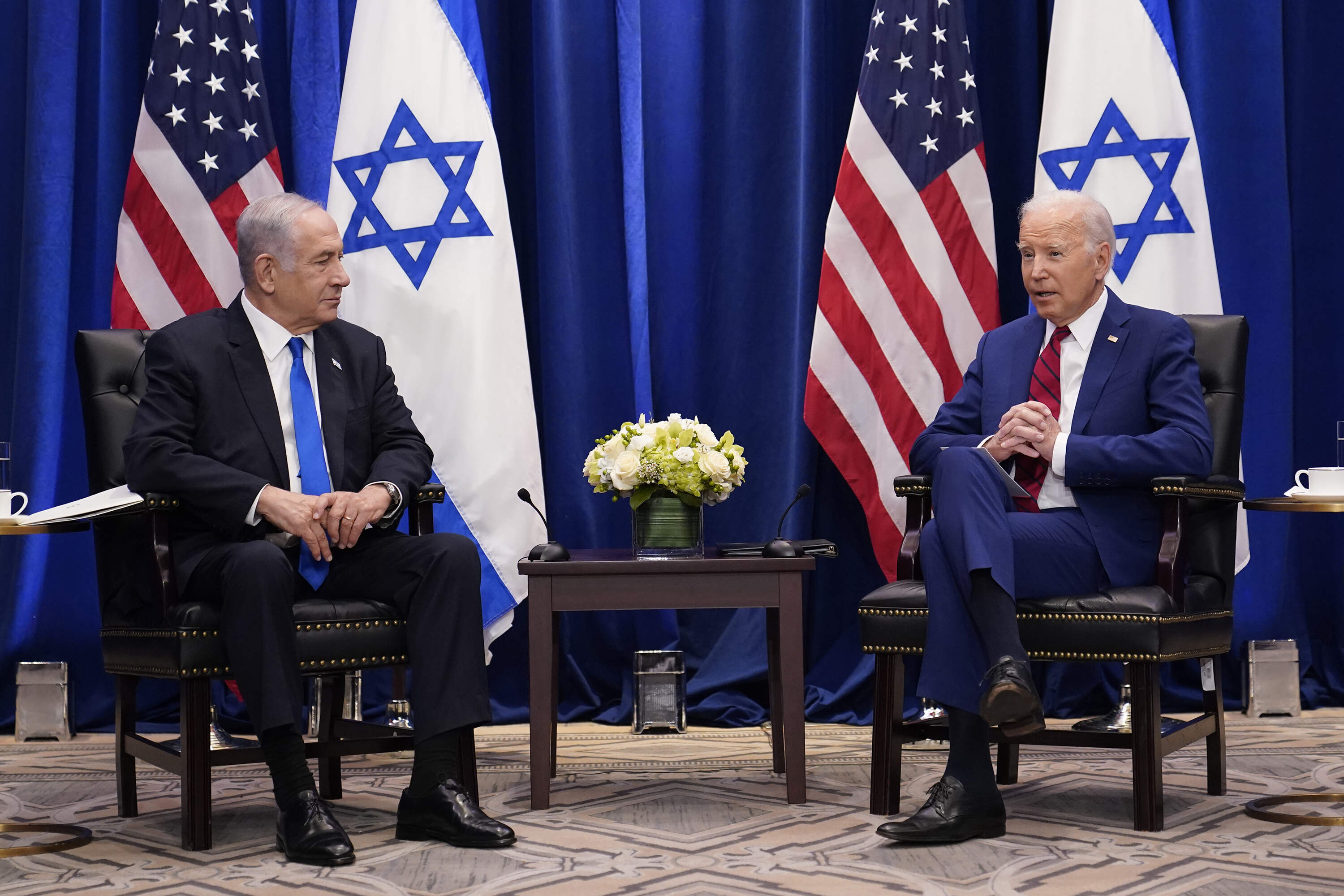 President Joe Biden meets with Israeli Prime Minister Benjamin Netanyahu in New York, Sept. 20, 2023. (Susan Walsh/AP File)