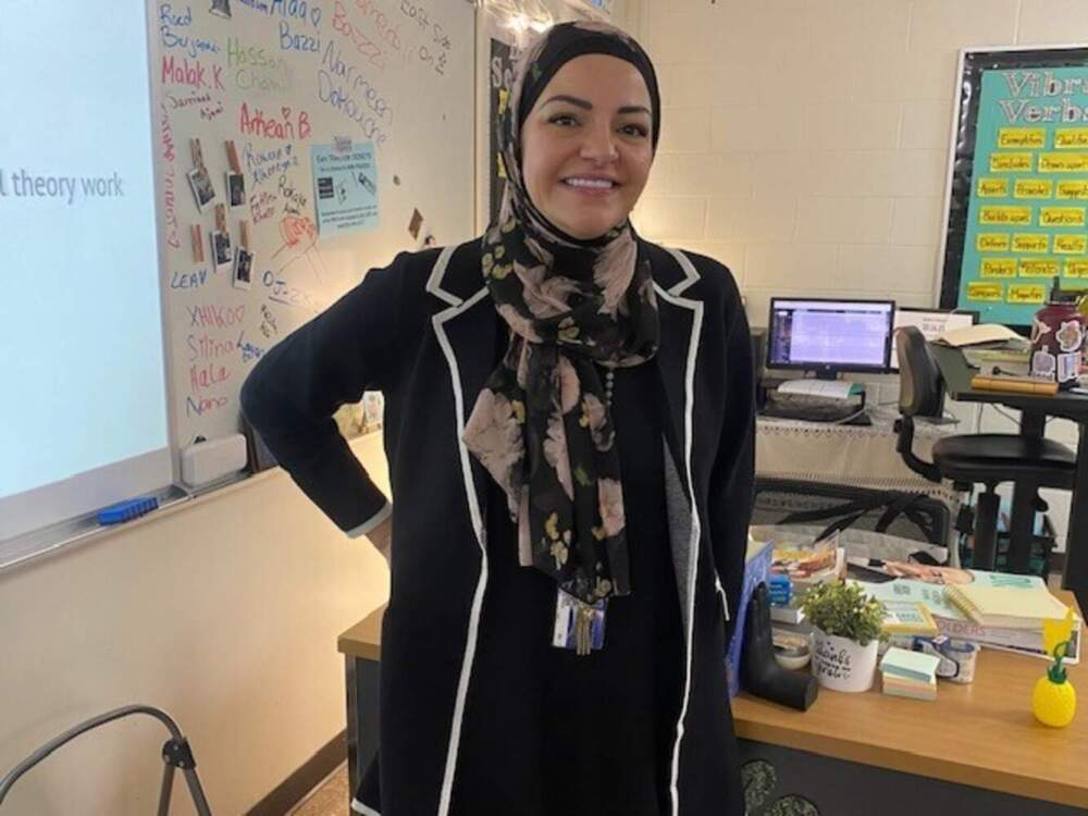 Zeinab Chami is an English teacher at Fordson High School in Dearborn, Michigan. She found it difficult teaching to students with their cameras off on Zoom. (Courtesy of Zeinab Chami)