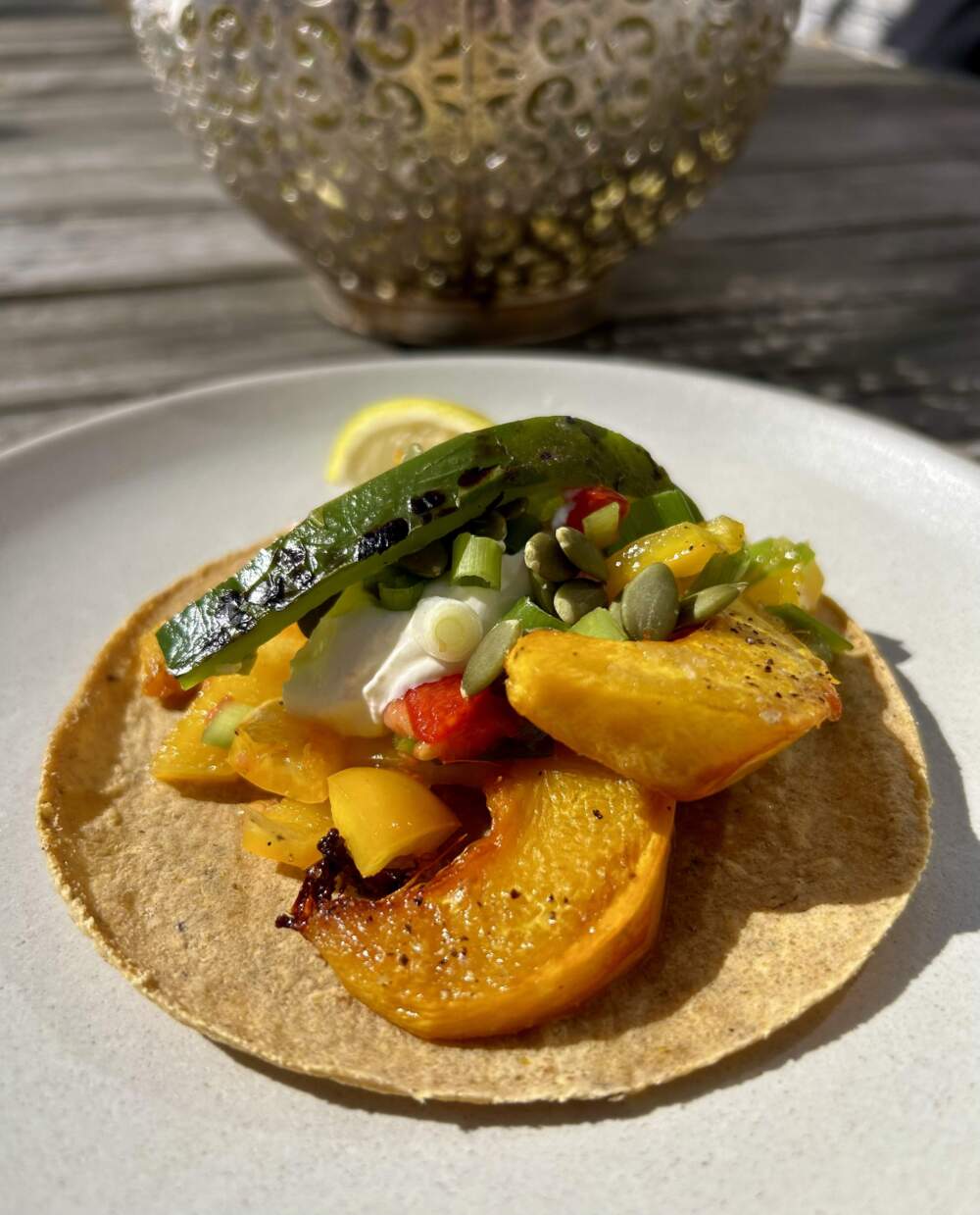 Pumpkin tacos. (Kathy Gunst/Here & Now)