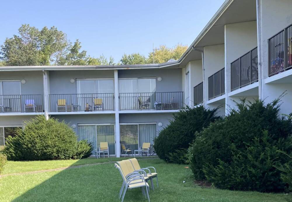 A hotel west of Boston that's been converted into a family shelter. (Gabrielle Emanuel/WBUR)