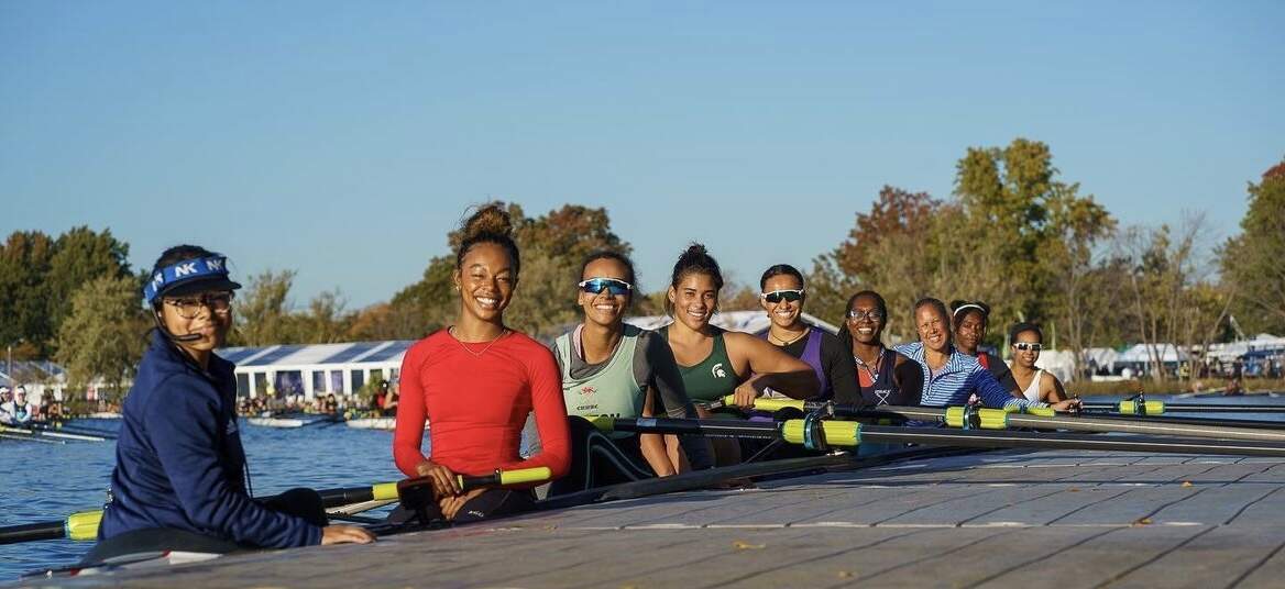 Baylor Henry and the Rowing in Color team at the 2022 Head of the Charles. (Courtesy Baylor Henry)