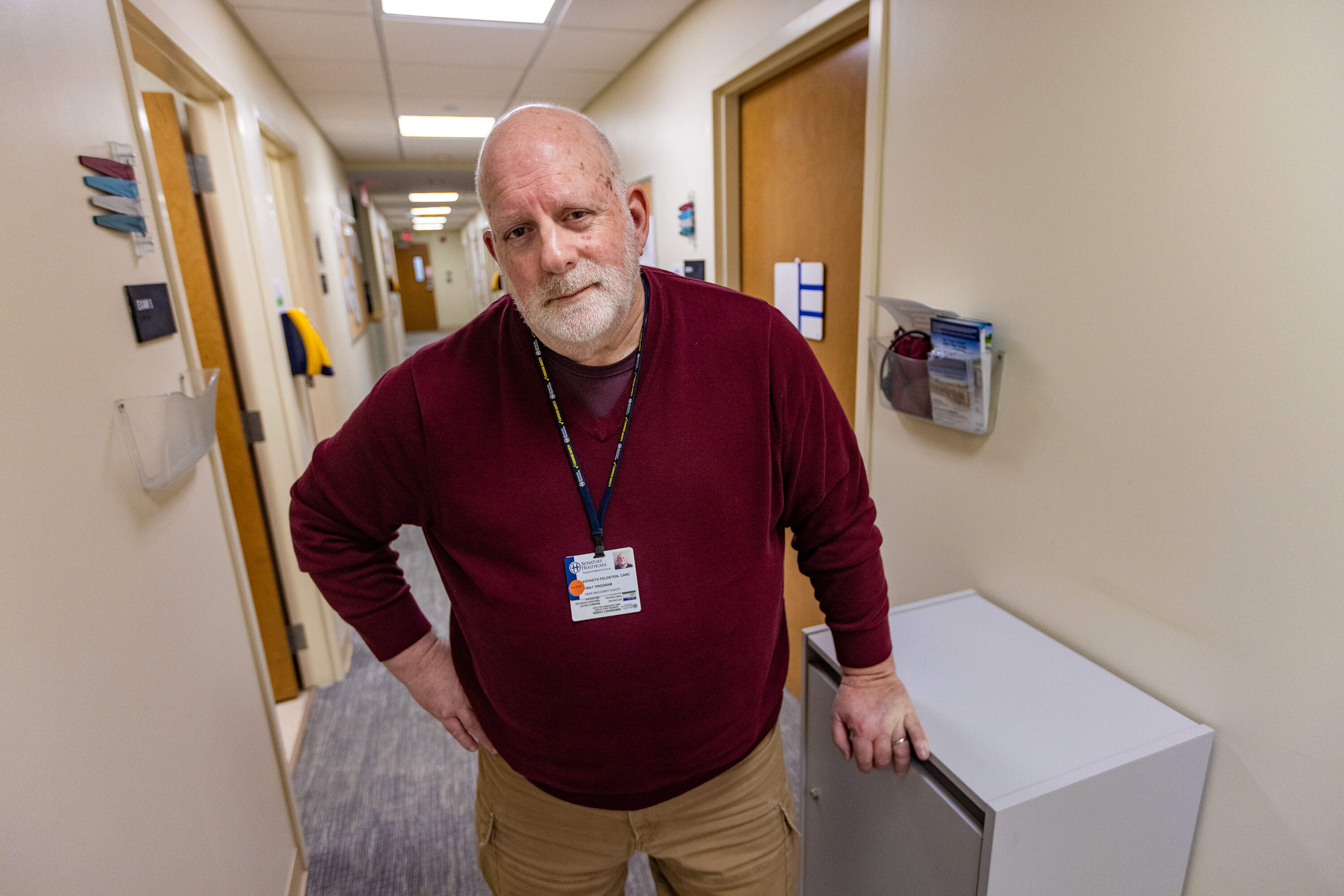 Ken Feldstein at his office in Abington. (Jesse Costa/WBUR)