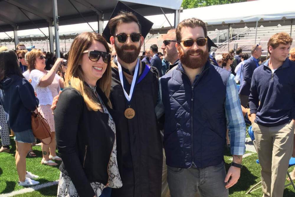 Brendan’s graduation from Bentley University in 2017 with his siblings. He was five years sober at this time. (Courtesy Ken Feldstein)