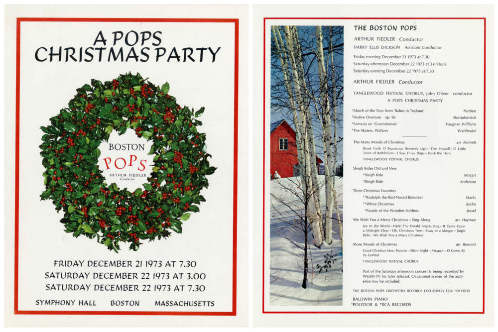 The program for &quot;A Pops Christmas Party&quot; performed in 1973. (Courtesy BSO Archives)