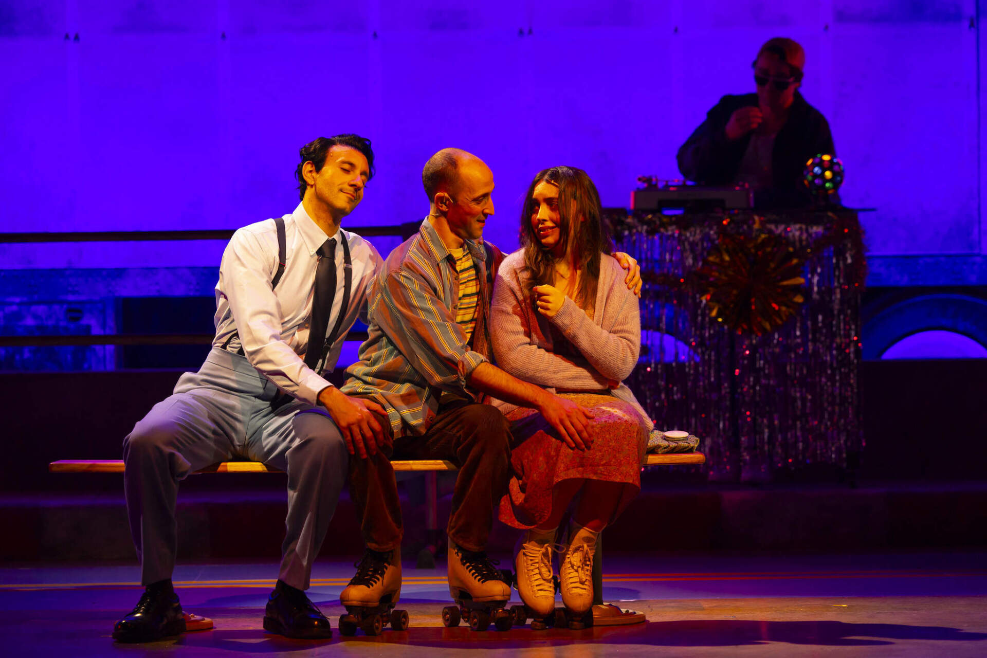 Kareem Elsamadicy, Jesse Garlick and Josephine Moshiri Elwood in "The Band's Visit" at the Huntington mainstage. (Courtesy T Charles Erickson)