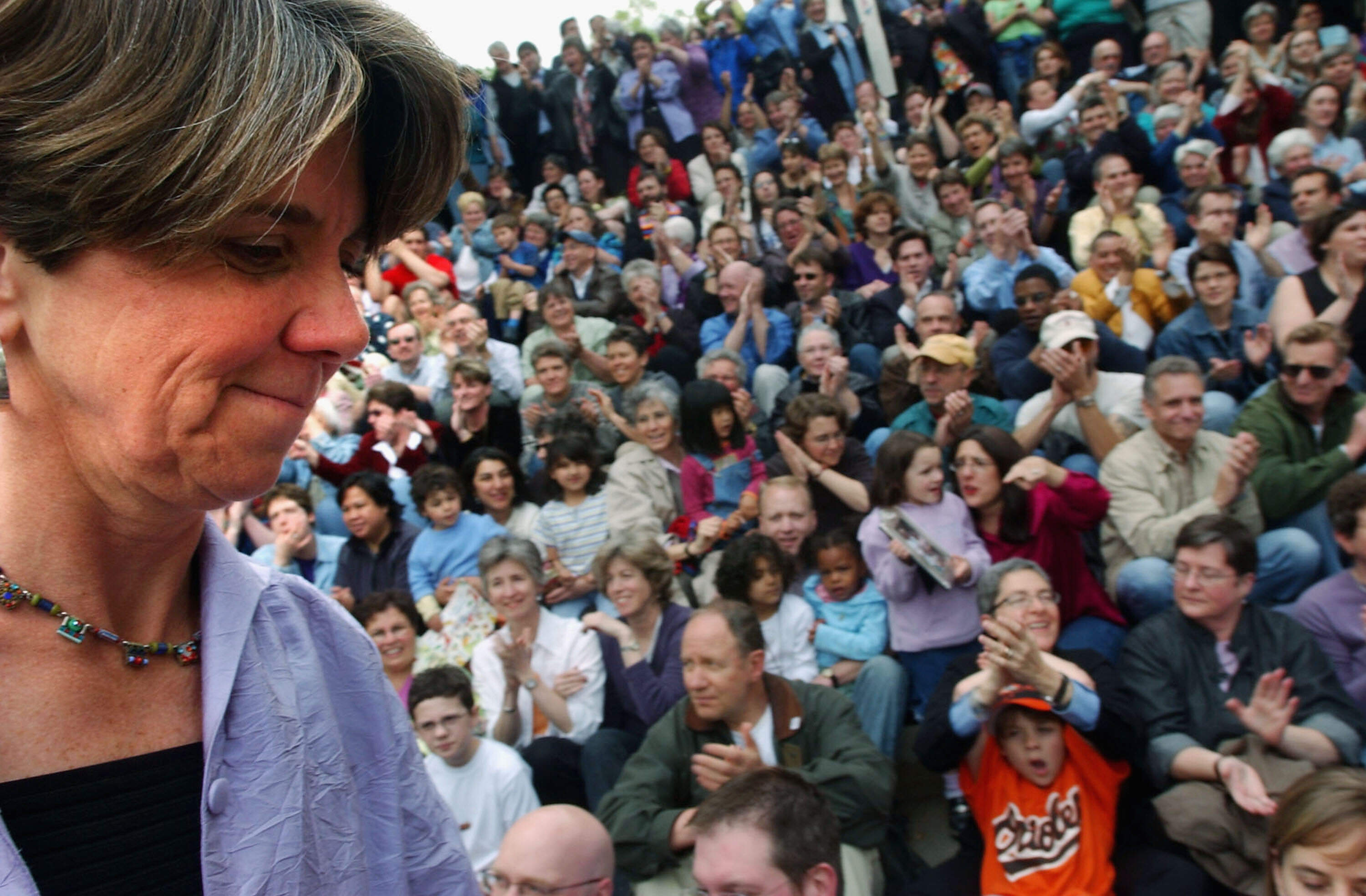 Hillary Goodridge and her then-fiancé were plaintiffs in the lawsuit in Massachusetts that legalized gay marriage in the state. Here she is photographed in 2005. (Darren McCollester/Getty Images)