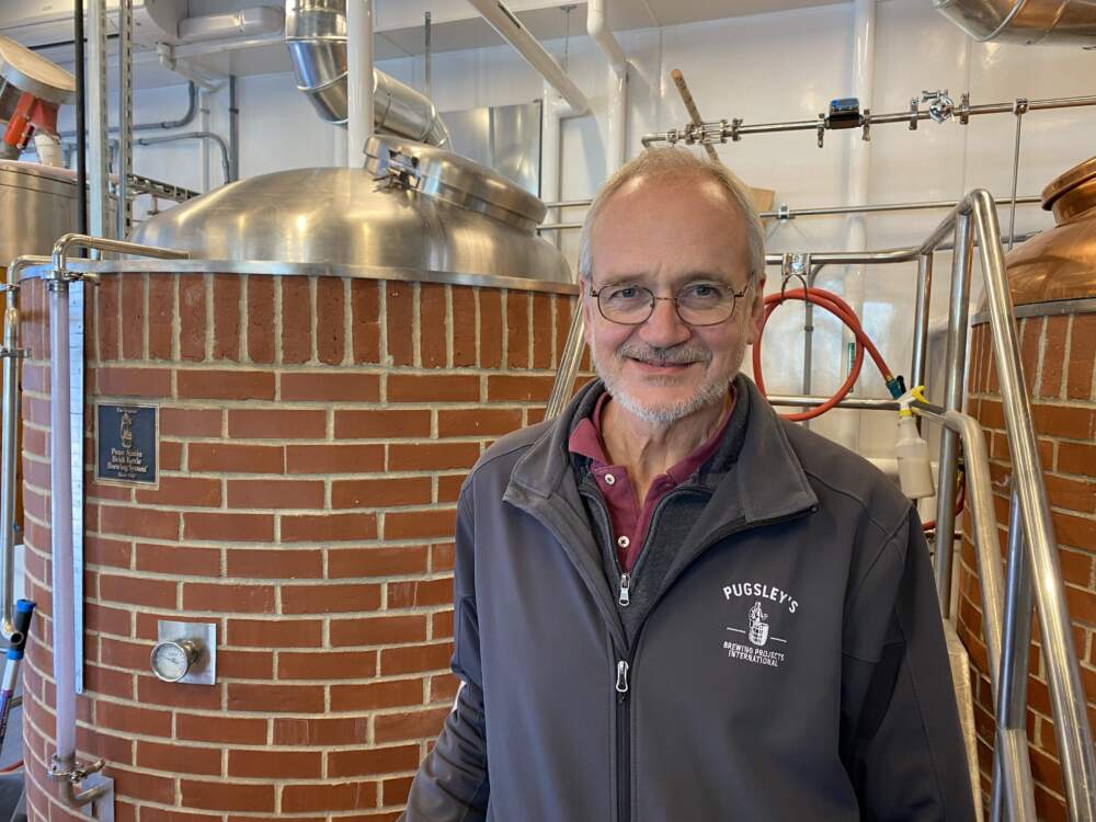 Alan Pugsley, a craft beer pioneer, worked with the Sharma brothers to create a new IPA for Rupee. (Andrea Shea/WBUR)