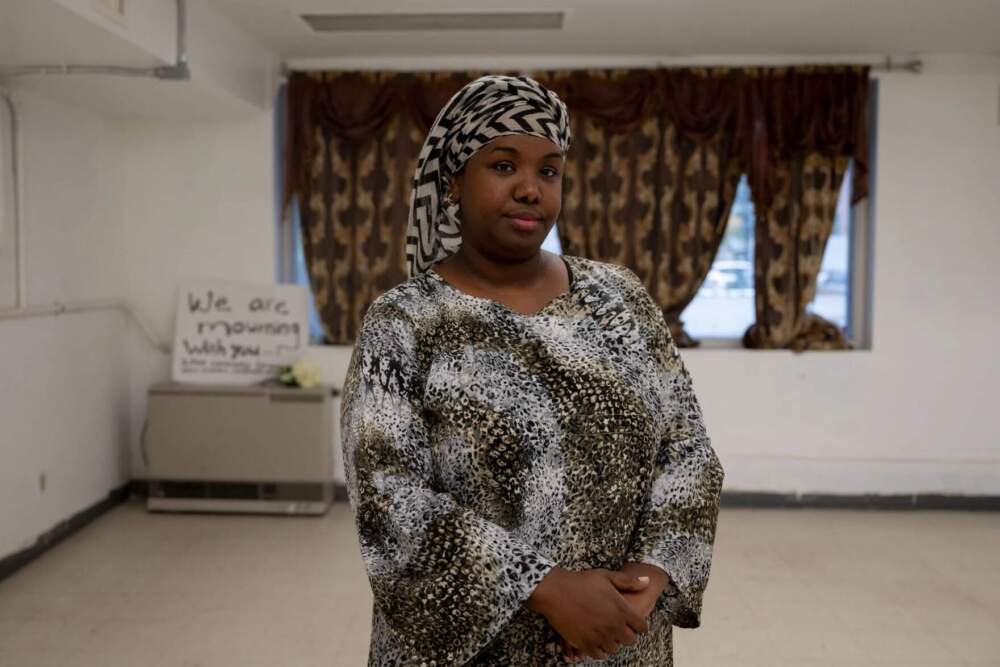 Ifraax Saciid-Ciise, founder and executive director of Ifka Community Services, poses for a portrait at Ifka Community Services in Lewiston, Maine. (Raquel C. Zaldívar/New England News Collaborative)