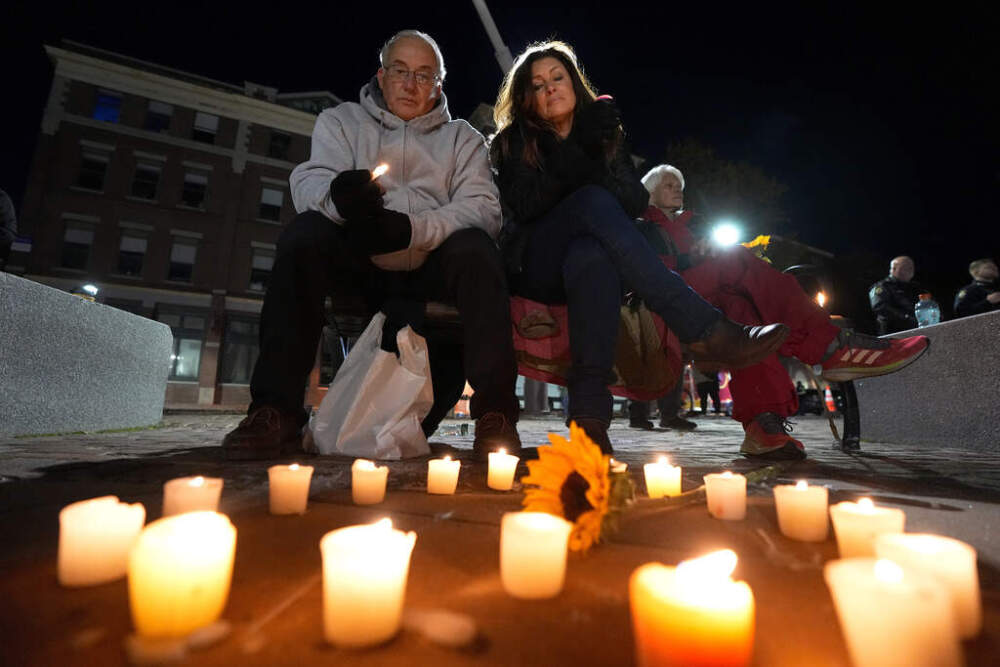 Community members gather Thursday, Nov. 2, 2023, during a candlelight vigil in Auburn, Maine. (Matt York/AP)