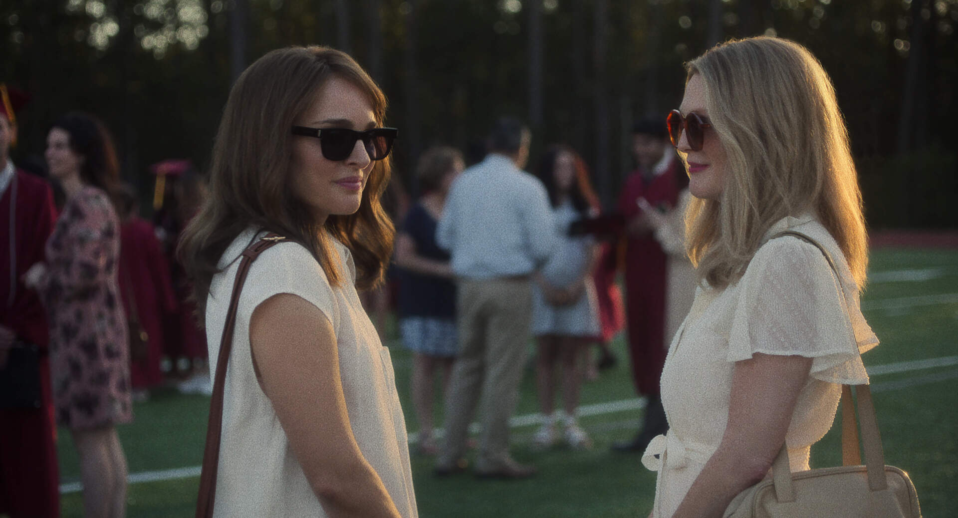 Natalie Portman (left) and Julianne Moore in &quot;May December.&quot; (Courtesy Francois Duhamel/Netflix)