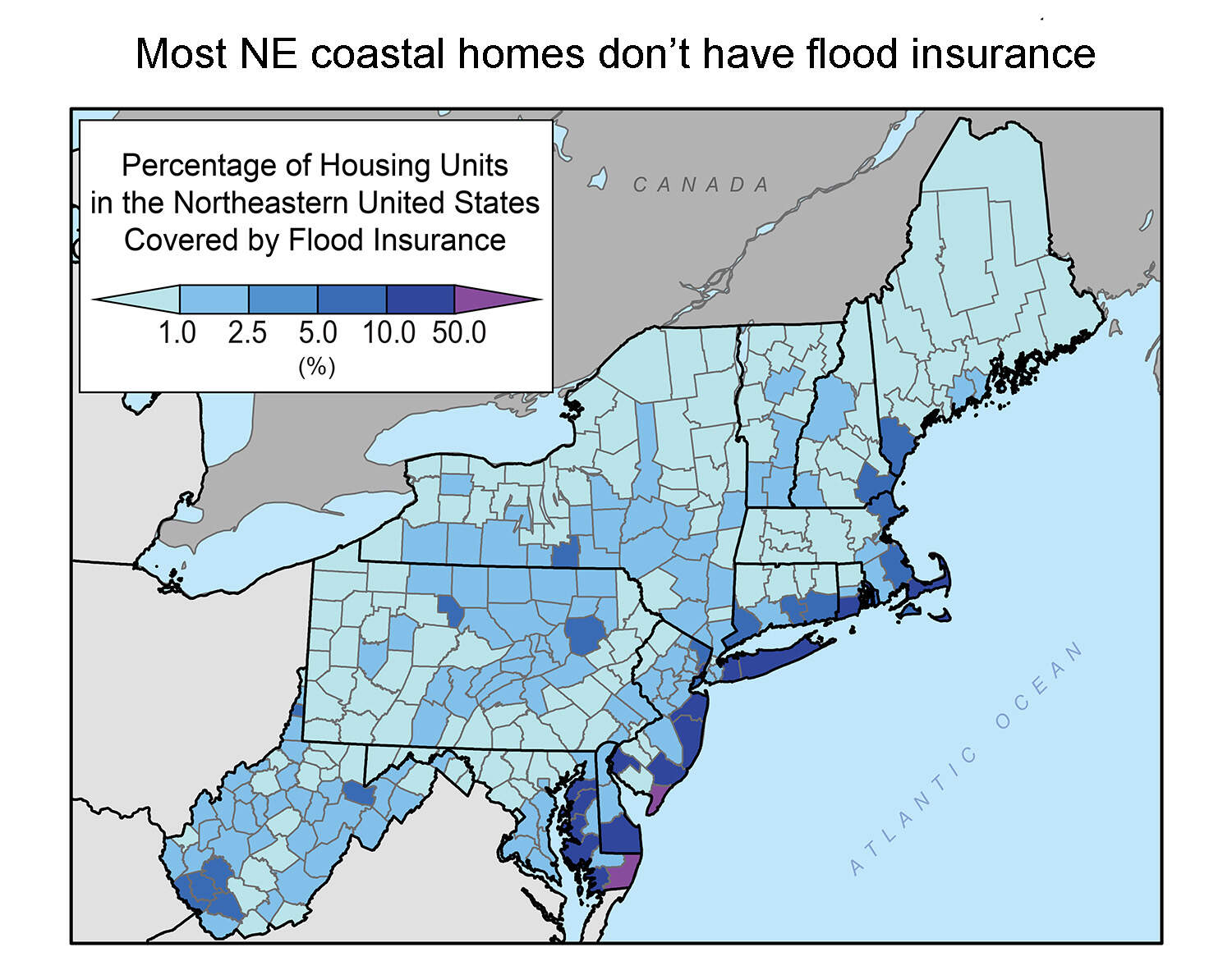 On average only 6.5% of northeast coastal homeowners have flood insurance.