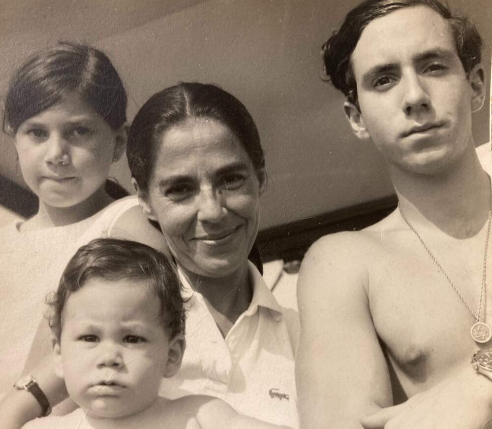 Pictured, left to right, Naomi, Michael, Harriet, the author's mother, and Joel Schalit in 1969. (Courtesy Naomi Schalit)