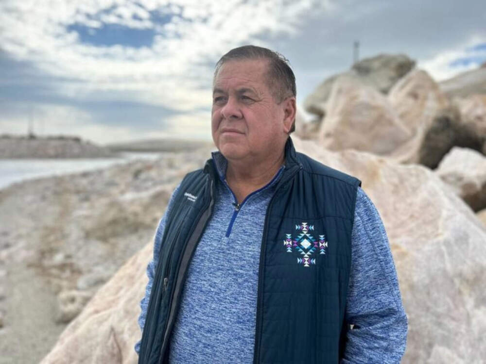 Darren Parry, a former chairman for the Northwest Band of Shoshone, grew up coming to the lake with his grandmother. She taught him prayers to honor the healing powers of the lake. (Peter O'Dowd/Here & Now)