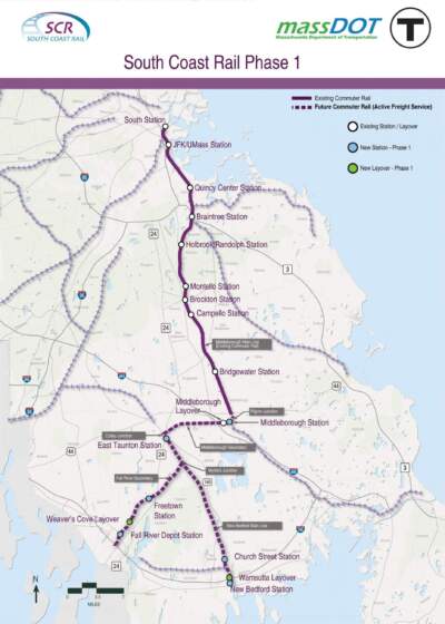 South Coast Rail Phase one map