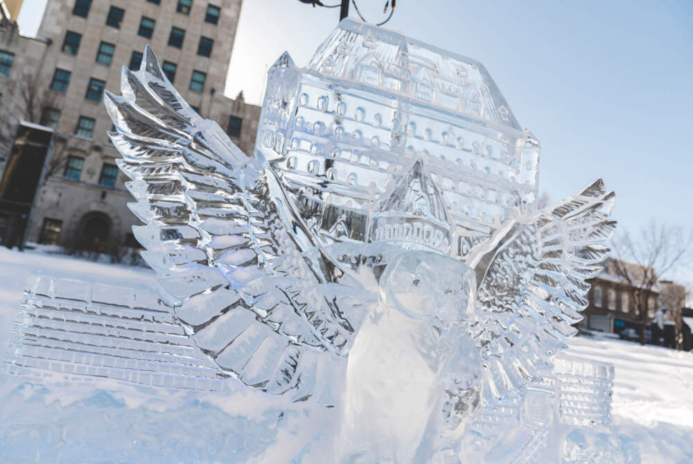 Owl ice sculpture from Winter Carnival. (Courtesy Bonjour Québec)