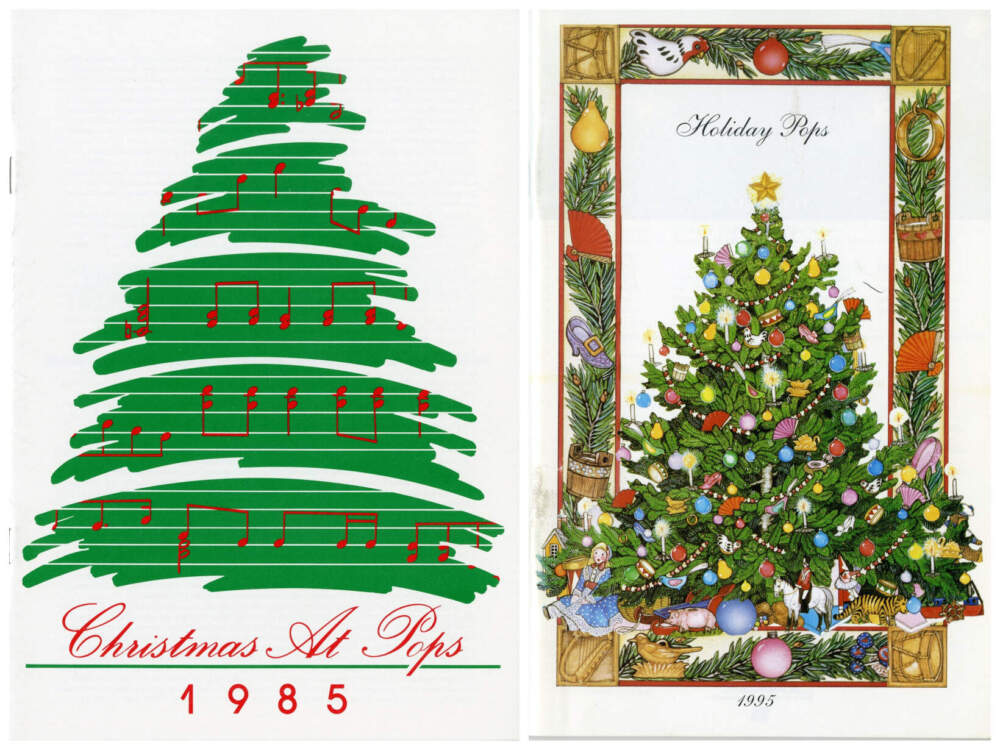 Covers for the 1985 and 1995 Holiday Pops programs. (Courtesy BSO Archives)