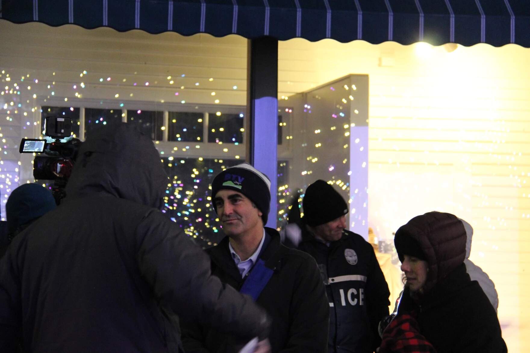 Burlington mayor Miro Weinberger attended the candlelight vigil on Church Street. (Lexi Krupp/Vermont Public)