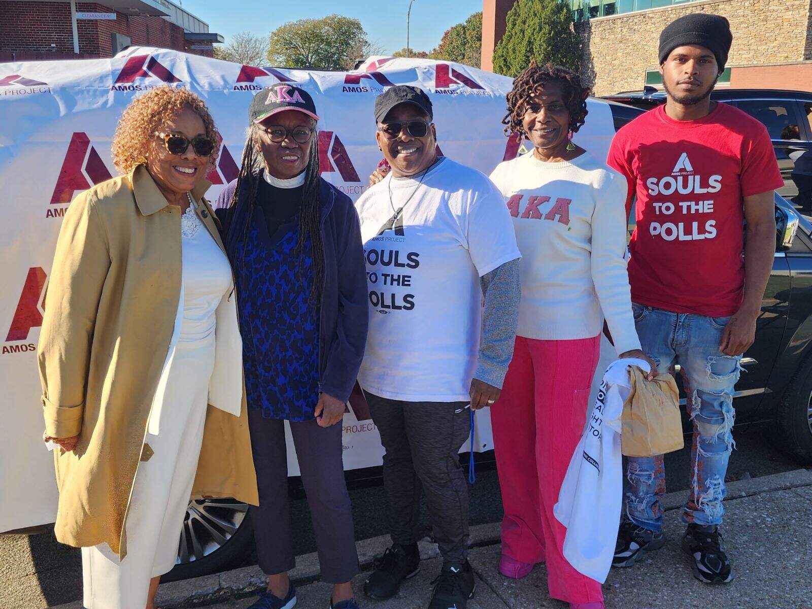 Pastor Lesley Jones (middle) and other voters at "Souls to the Polls" in Hamilton County, Ohio. (Courtesy of Pastor Lesley Jones)