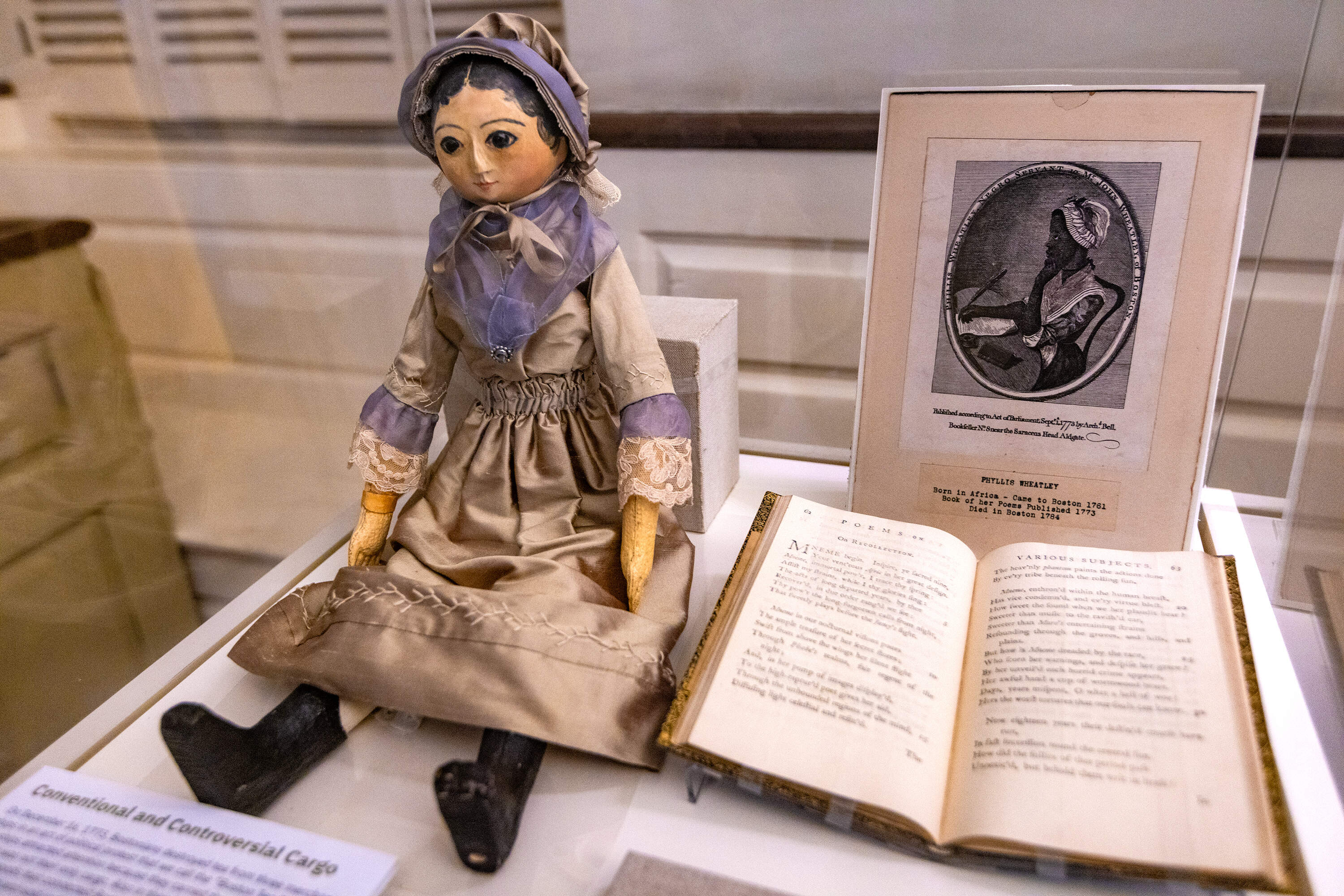 A reproduction of the Polly Sumner doll on display at the Old South Meeting Hose in Boston. (Jesse Costa/WBUR)