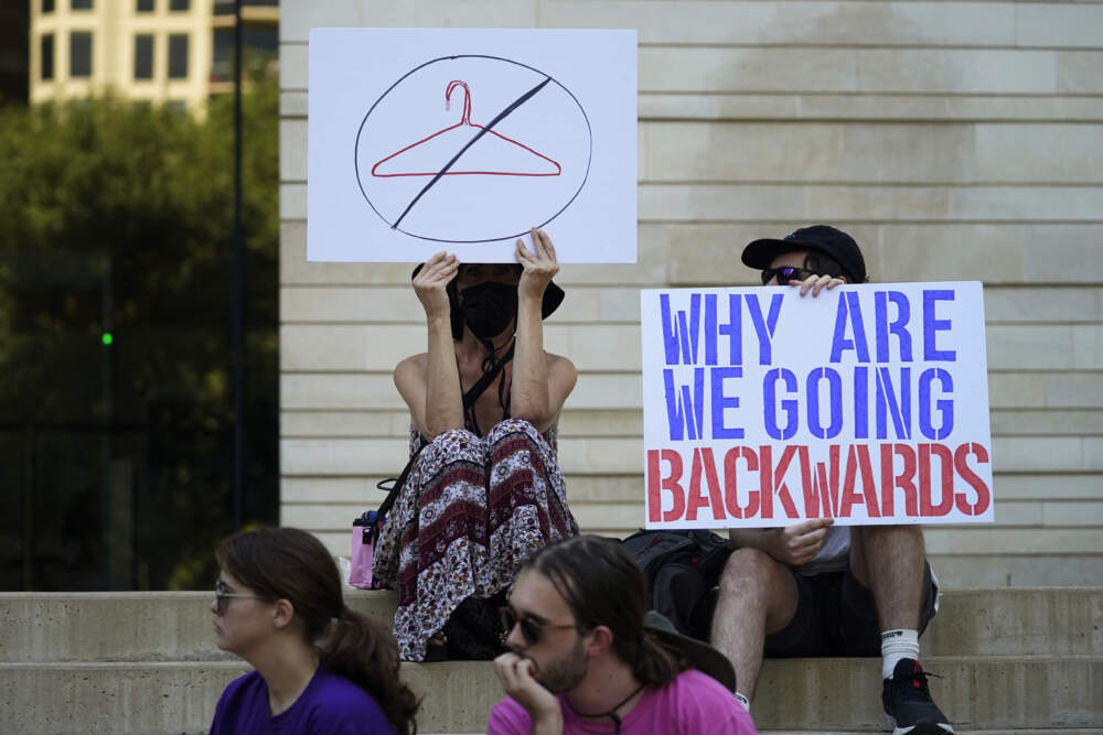 Demonstrators gather at the federal courthouse in Austin, Texas, following the U.S. Supreme Court's decision to overturn Roe v. Wade. (Eric Gay/AP)
