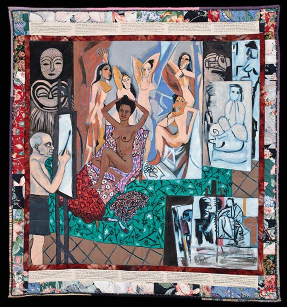 Faith Ringgold, "Picasso’s Studio," 1991, acrylic on canvas; printed and tie-dyed fabric. (Courtesy ACA Galleries, New York)