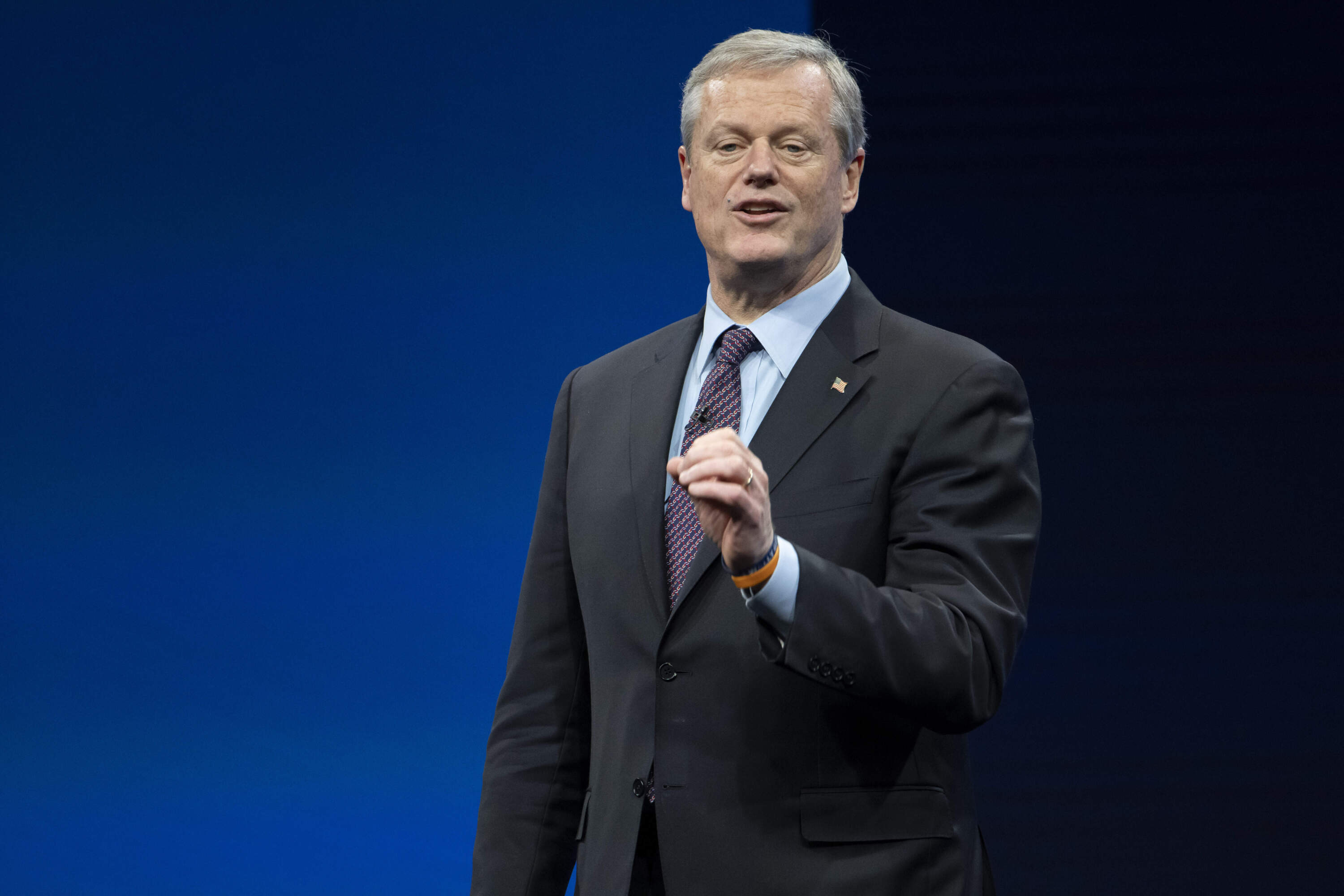 NCAA president Charlie Baker speaks during the NCAA Convention. (Darren Abate/AP)