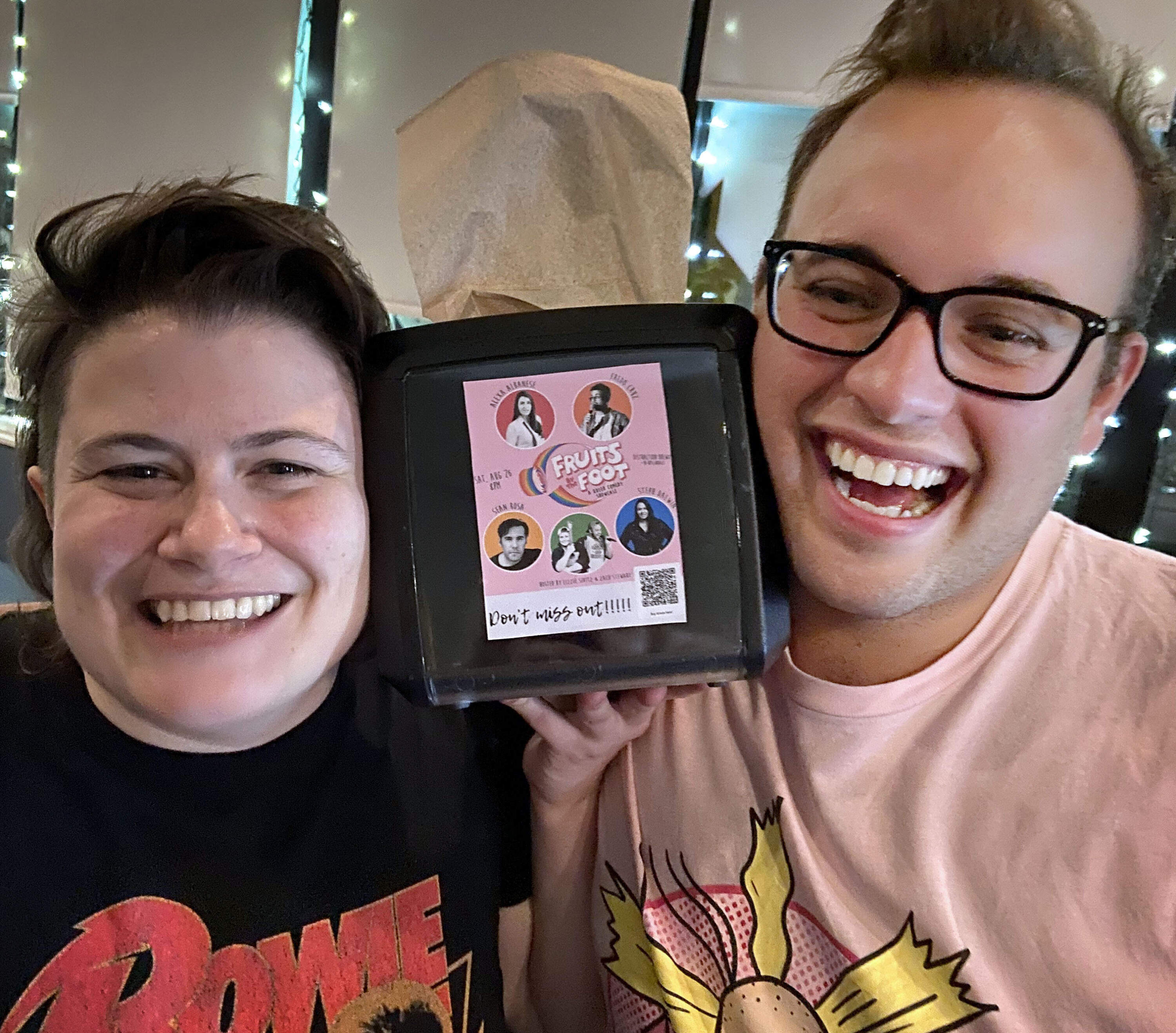 Show producers Lizzie Sivitz and Zach Stewart launched the "Fruits by the Foot" comedy showcase to create a dedicated comedy space for queer comedians and audiences. (Courtesy Lizzie Sivitz)
