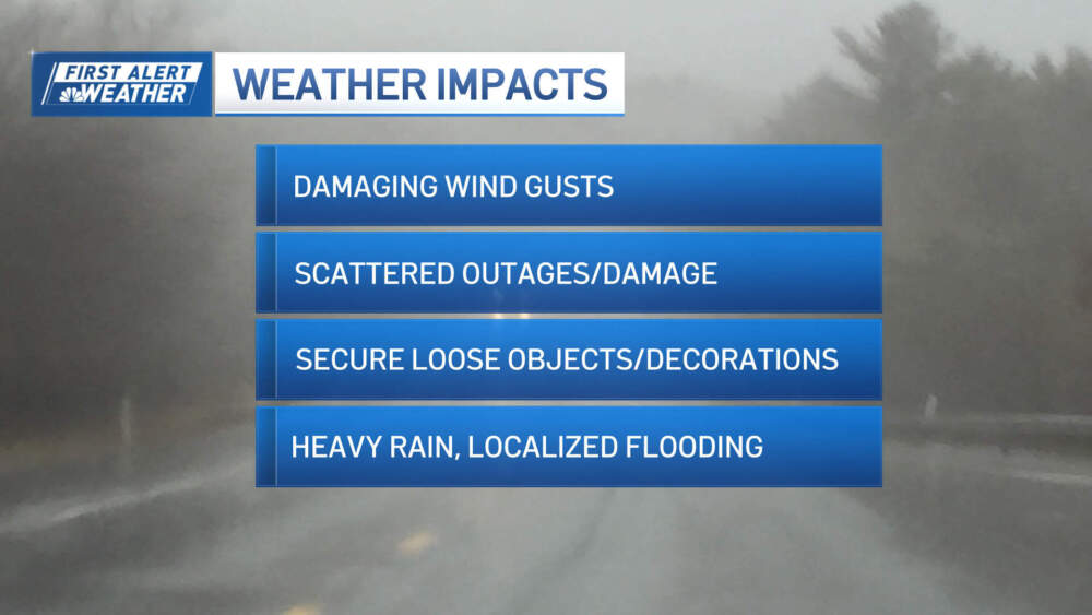 Sunday night's storm comes with numerous impacts for region. (Courtesy of NBC 10 Boston First Alert Weather Team)