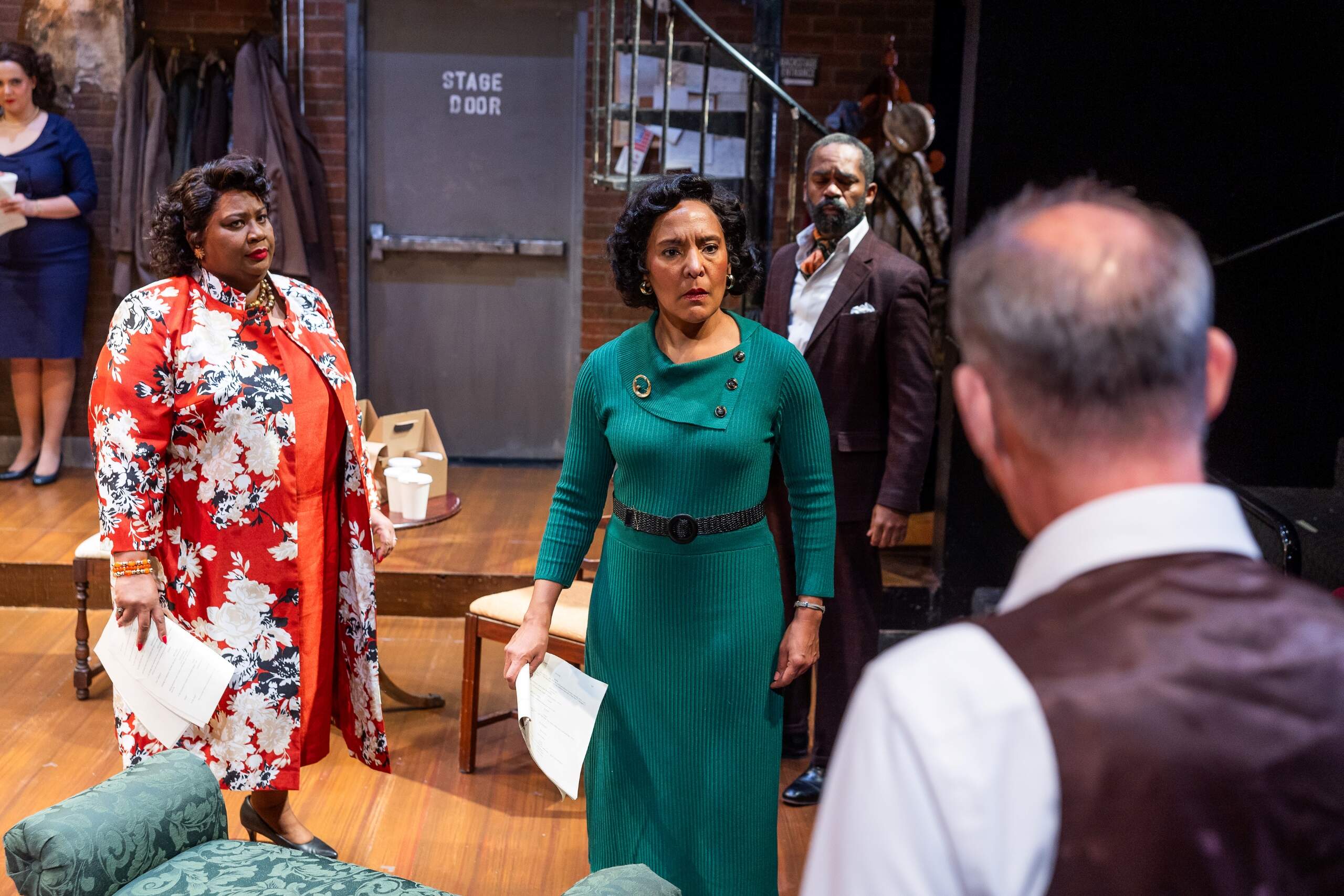 From left: Allison Beauregard, MaConnia Chesser, Patrice Jean-Baptiste, Davron S. Monroe and Barlow Adamson in Lyric Stage's "Trouble in Mind." (Courtesy Nile Hawver)