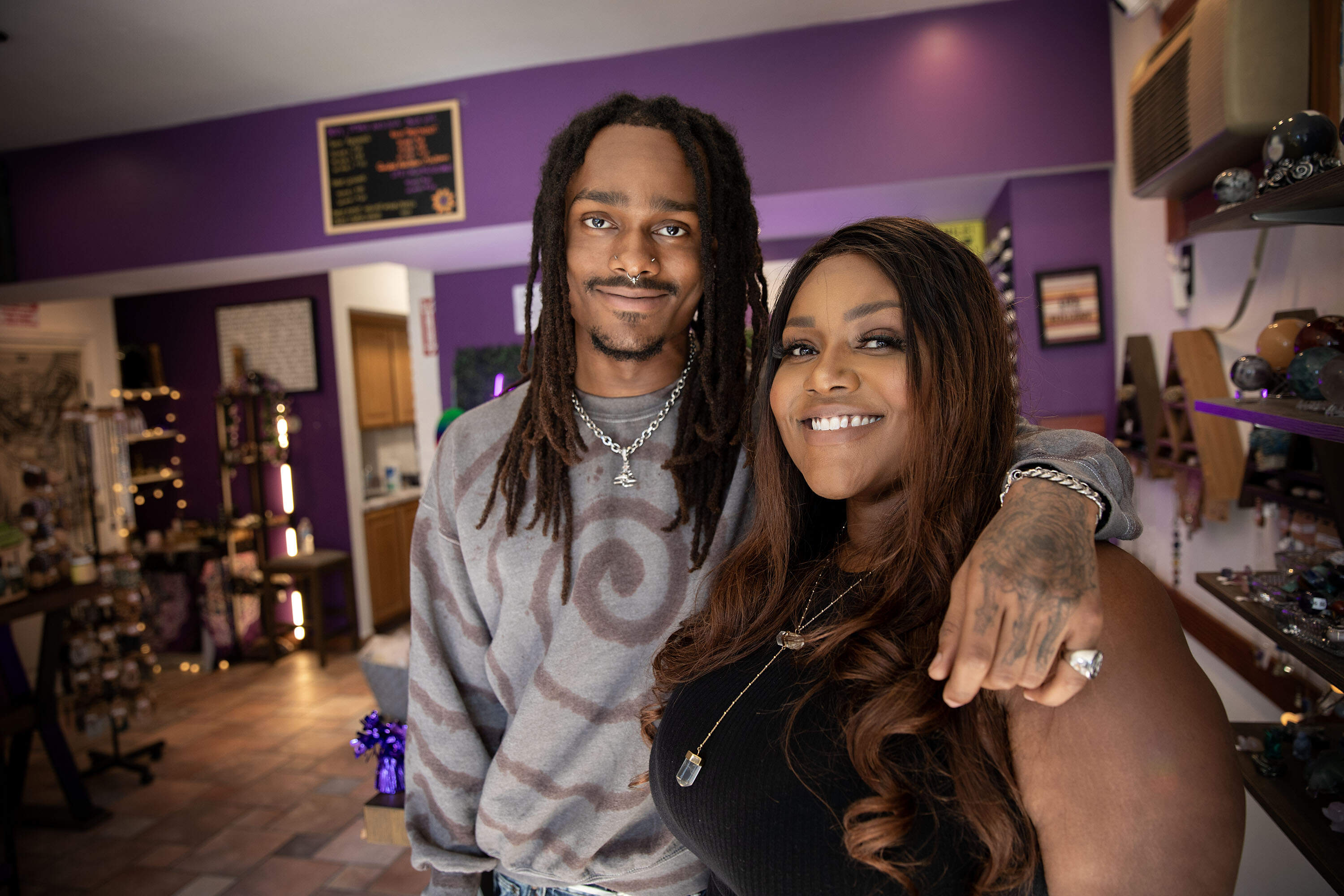 Tasha Kitty and her son Marcel Morris-Howell. (Robin Lubbock/WBUR)