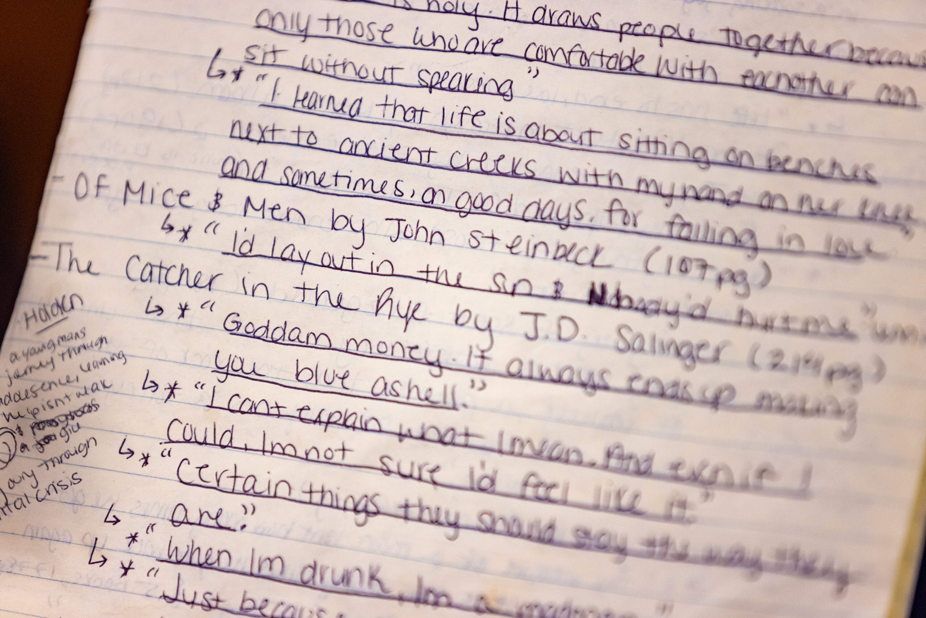 Inmate Tianna Hutchinson's list of books she has read while incarcerated. (Jesse Costa/WBUR)