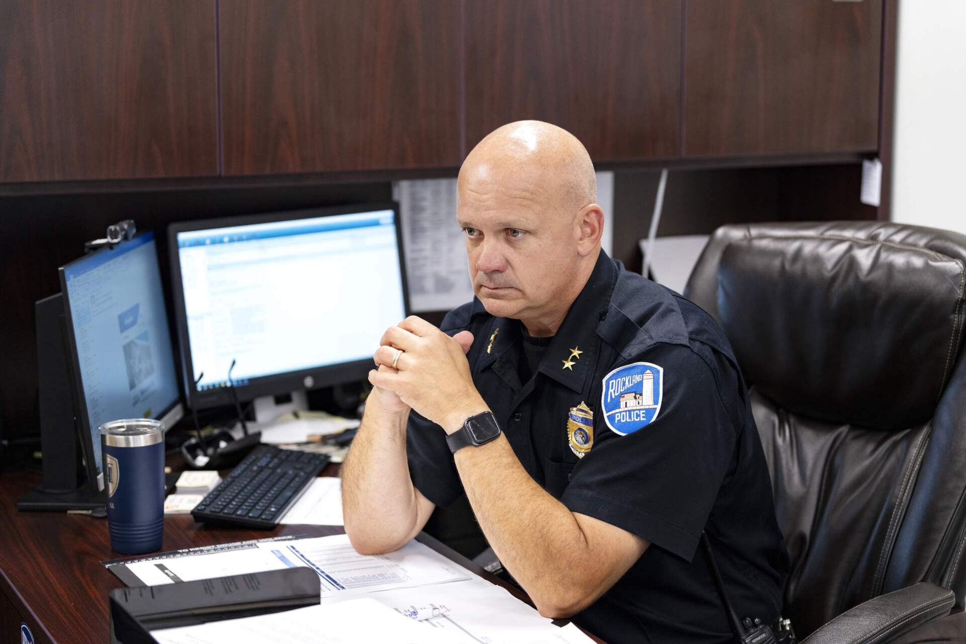 Chief Timothy Carroll of the Rockland Police Department, which has struggled with an uptick in crimes involving teenagers. Credit: Ashley L. Conti for The New York Times.