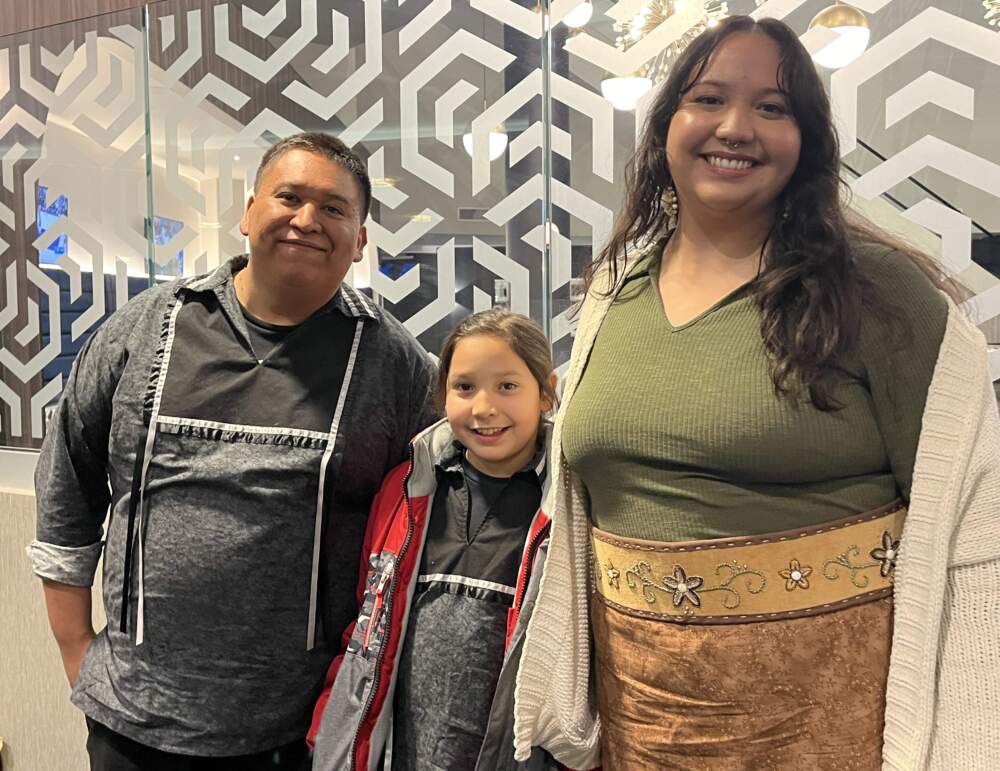 Arihhonni, Tahawennothakie, and Tsiakoseriio David attended the screening of "What If?..." that featured Mohawk superhero Kahhori. (Monica Sandreczki/NCPR)