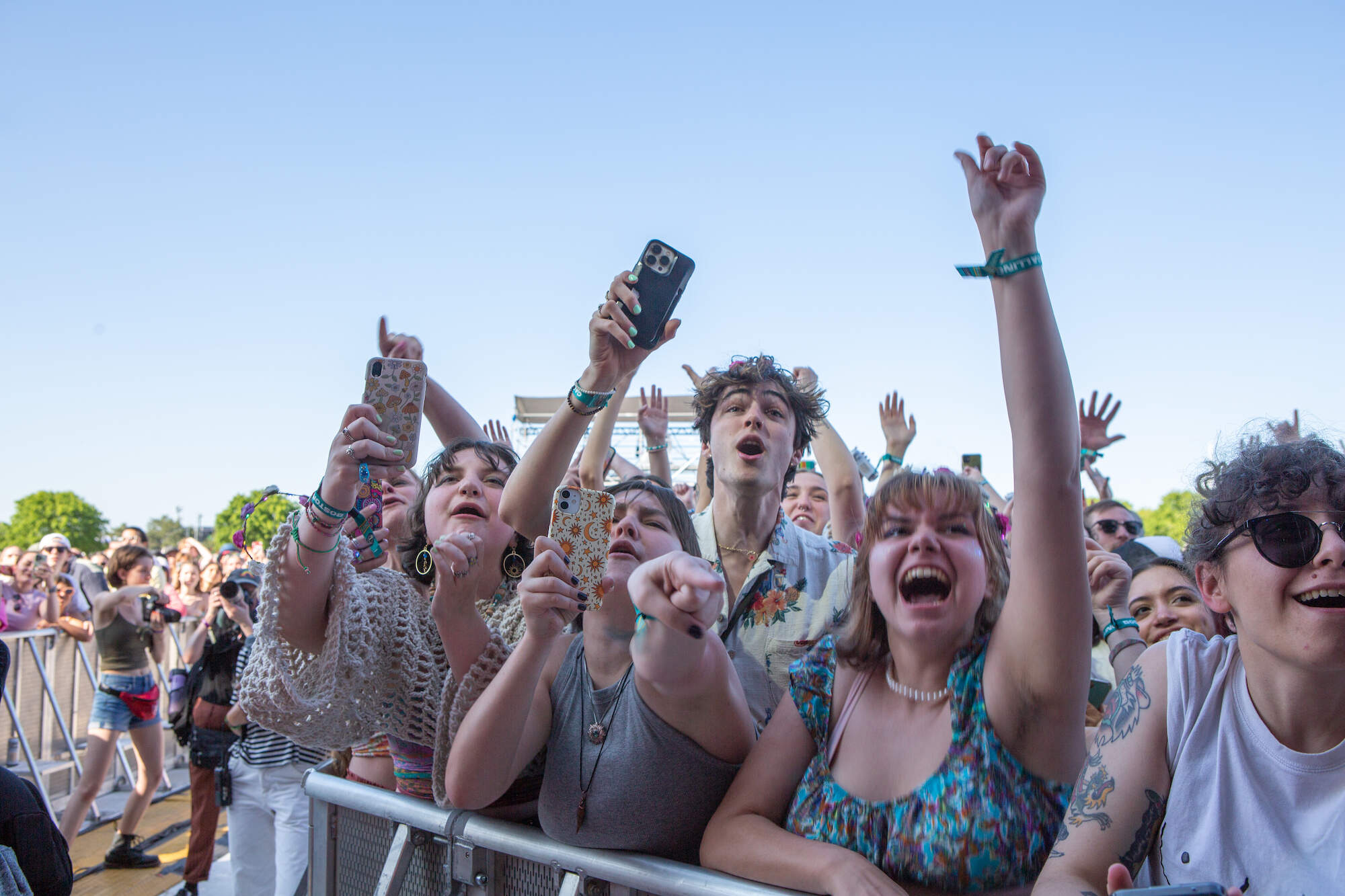 Fans of Declan McKenna cheer him on during last year's Boston Calling. (Jacob Garcia/WBUR)