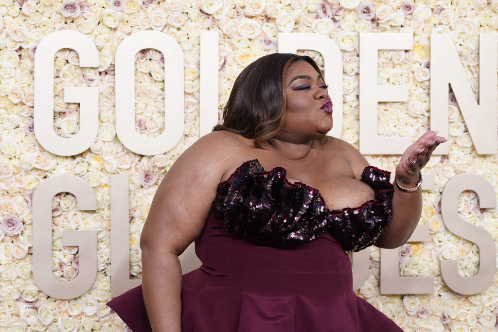 Da'Vine Joy Randolph arrives at the Golden Globe Awards on Sunday, Jan. 7, 2024. (Jordan Strauss/Invision/AP)