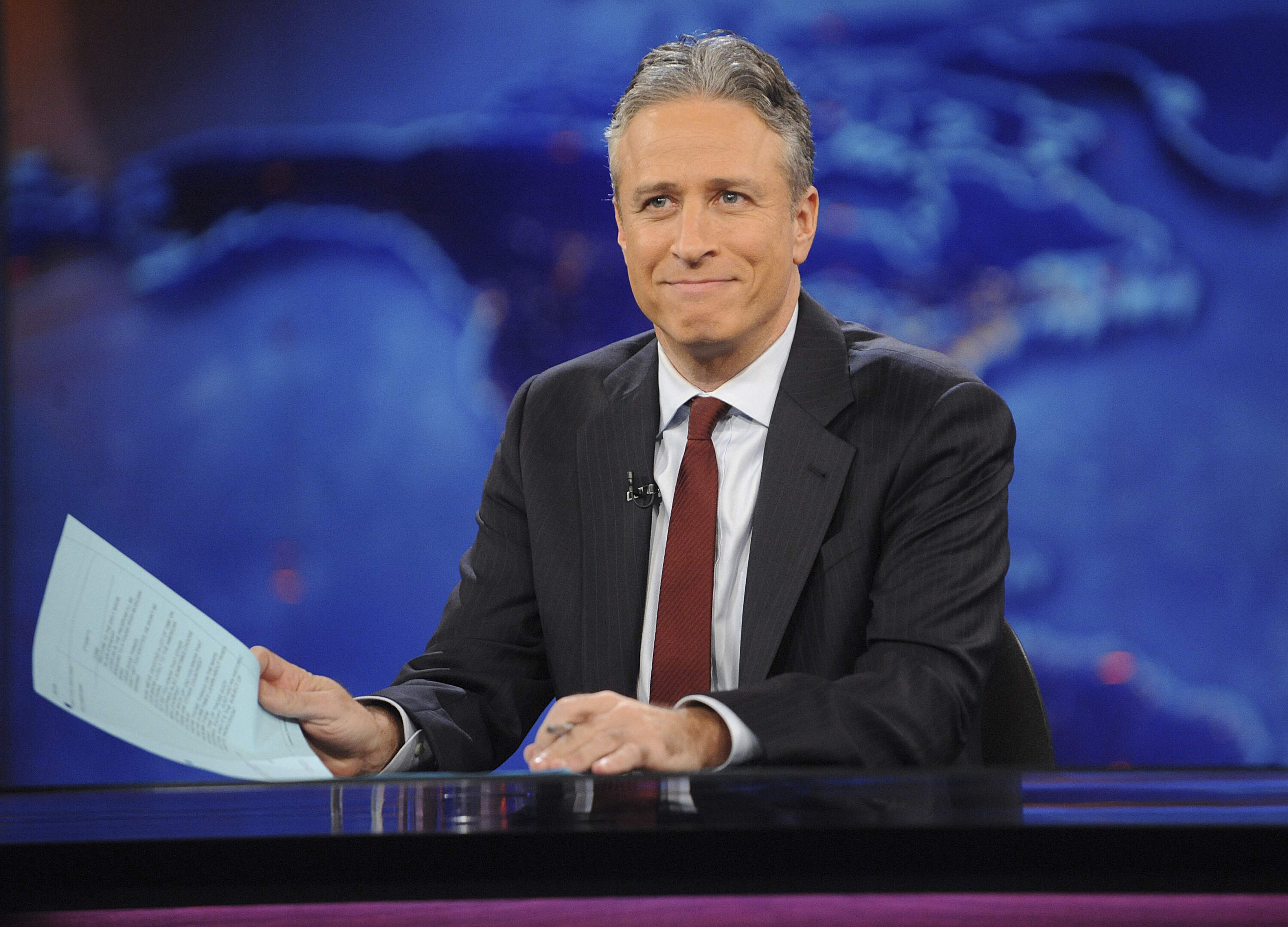 Television host Jon Stewart during a taping of "The Daily Show with Jon Stewart." (Brad Barket/AP)