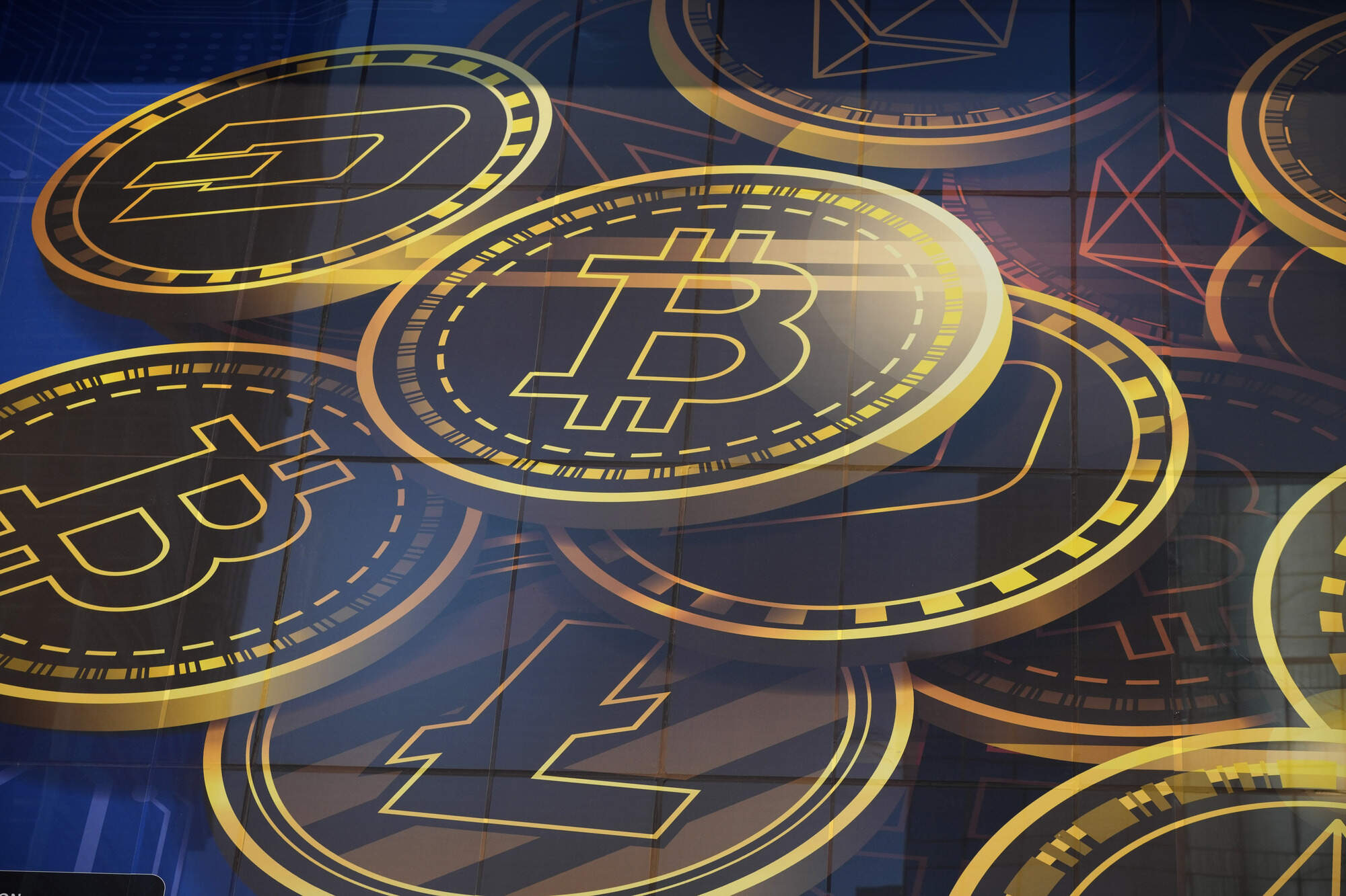 An advertisement for Bitcoin. (Kin Cheung/AP)