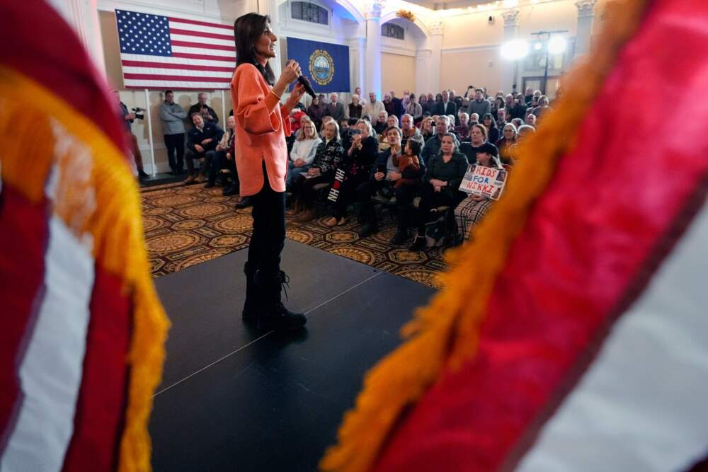 Republican presidential candidate and former UN Ambassador Nikki Haley speaks at a campaign stop, Tuesday, Jan. 16, 2024, in Bretton Woods, N.H. (Charles Krupa/AP)